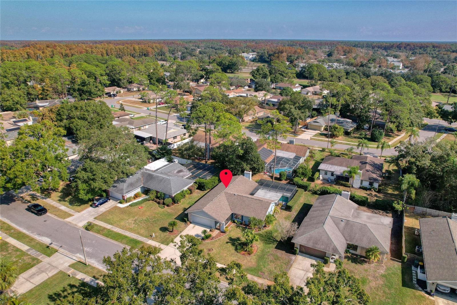 Aerial view of the home