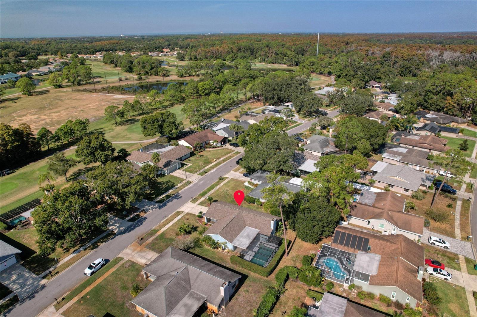 Aerial view of the home