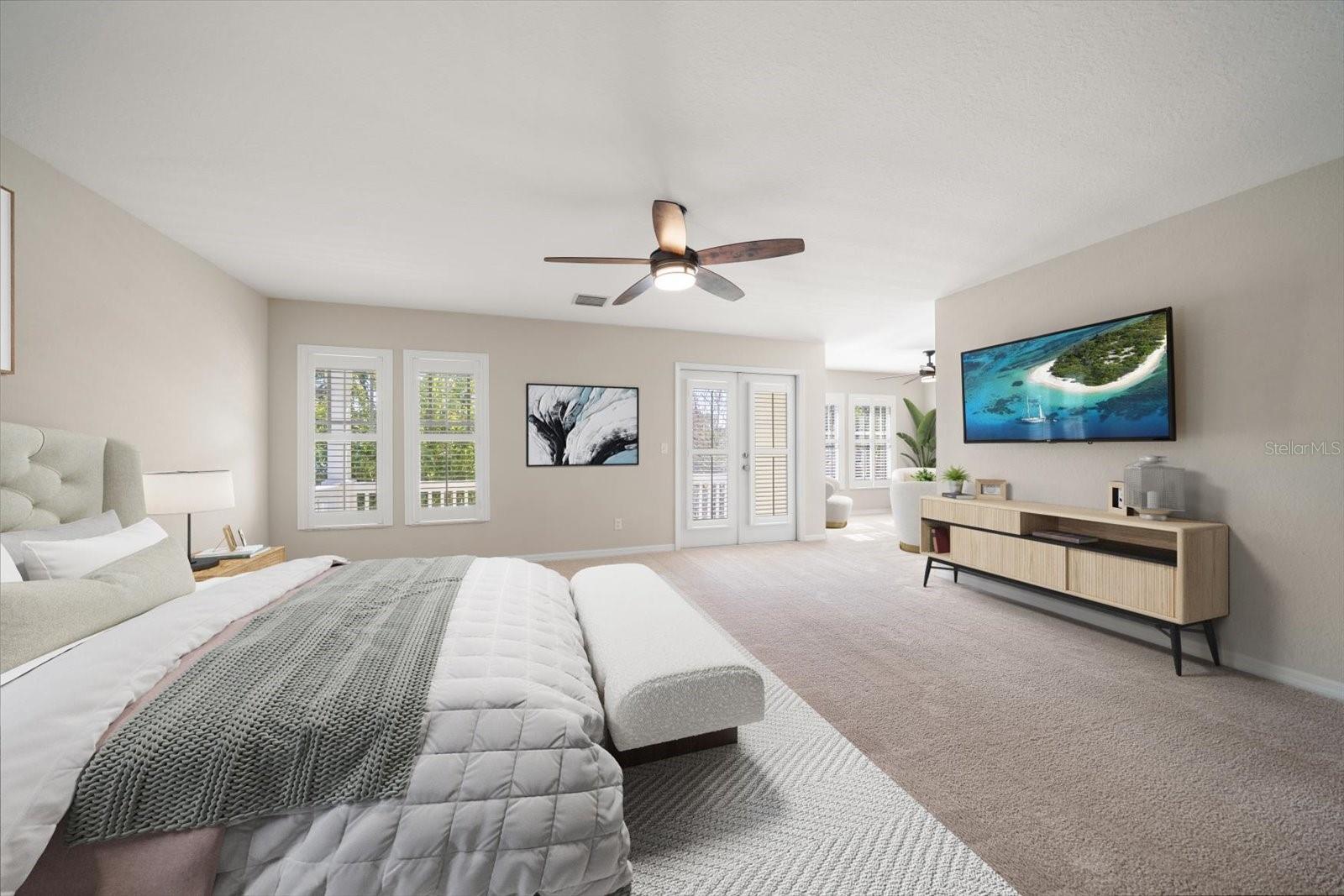 Large master bedroom with sitting room