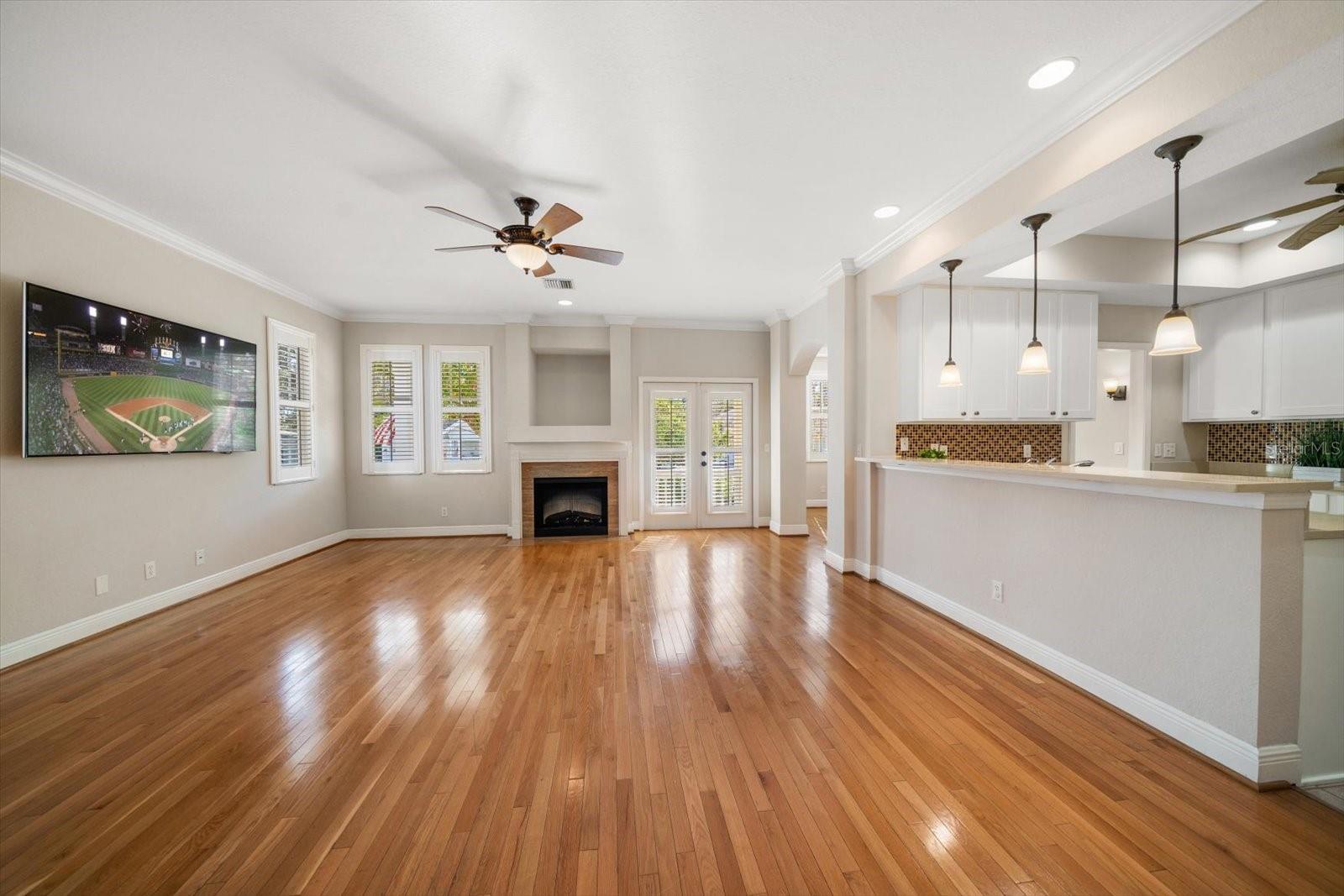 Beautiful hardwood floors and plantation shutters