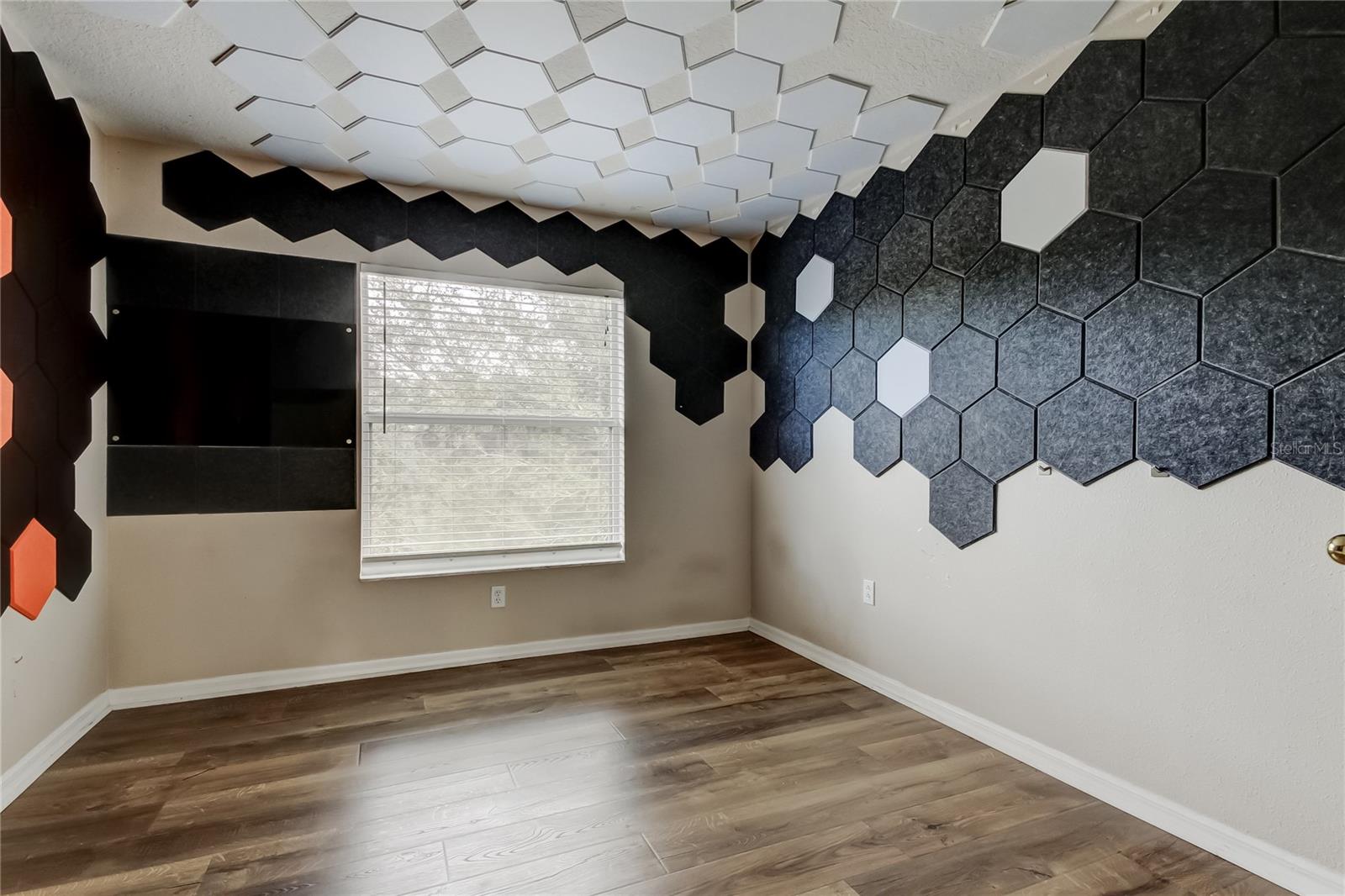 Flex space in primary suite with acoustic panels