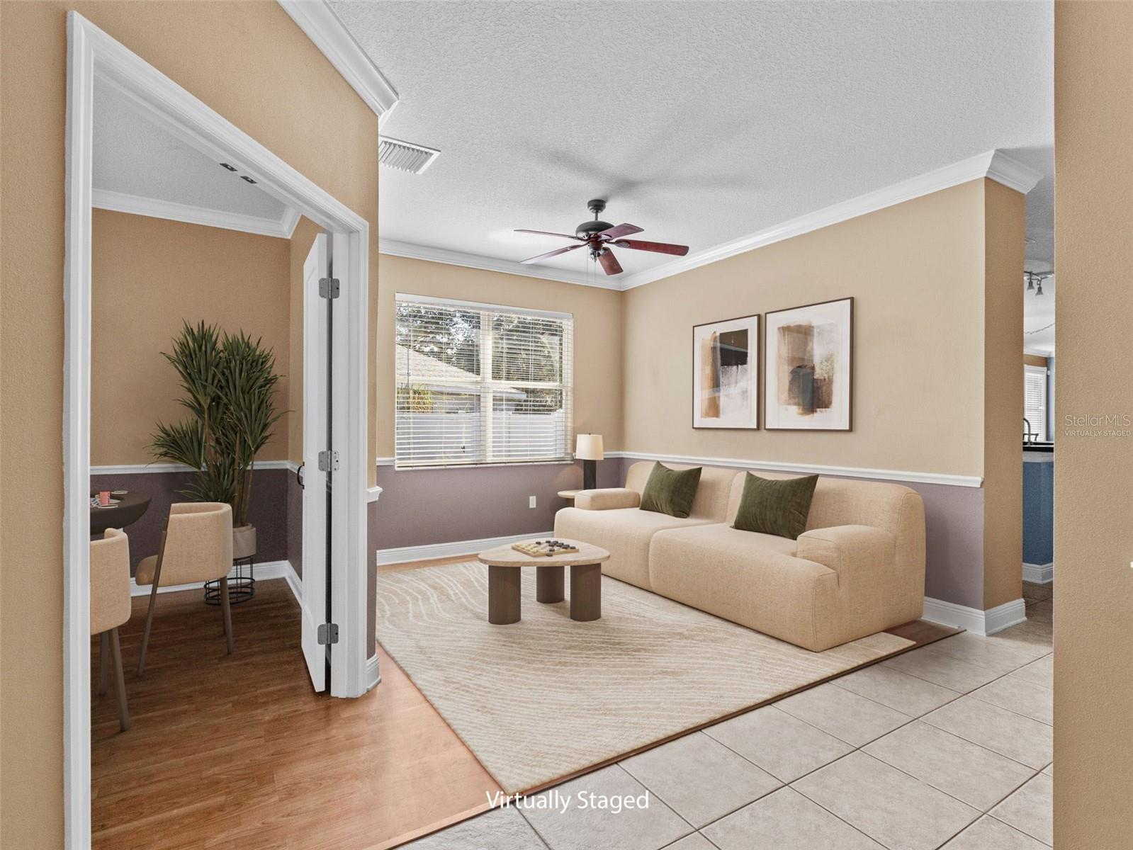 Virtually Staged-Bonus room with options for furniture. Set a table, a pool table a gaming system, so many options.