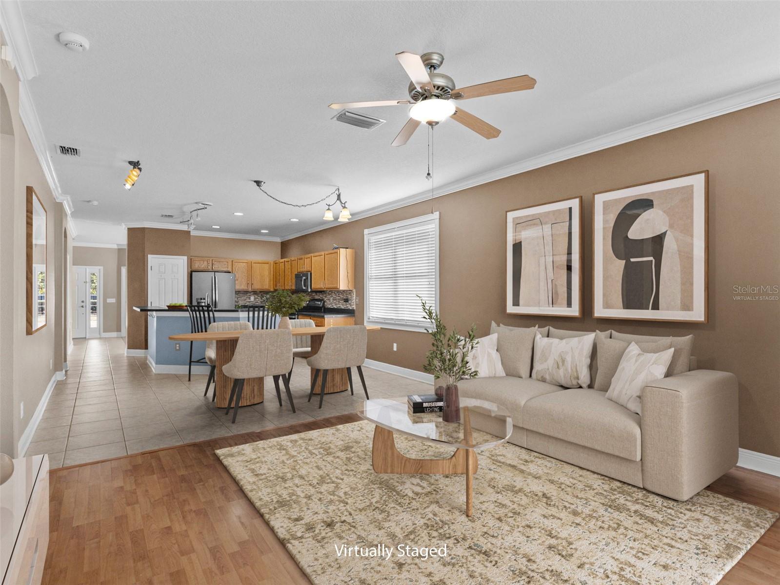 Virtually Staged- Options for furniture for living space and kitchen