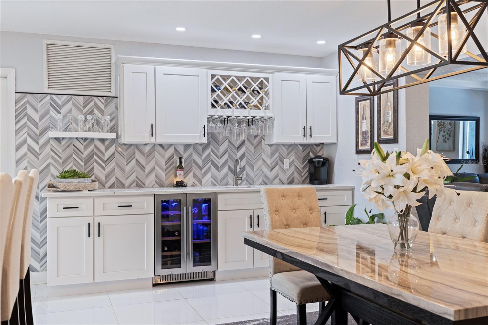Wet bar in dining room