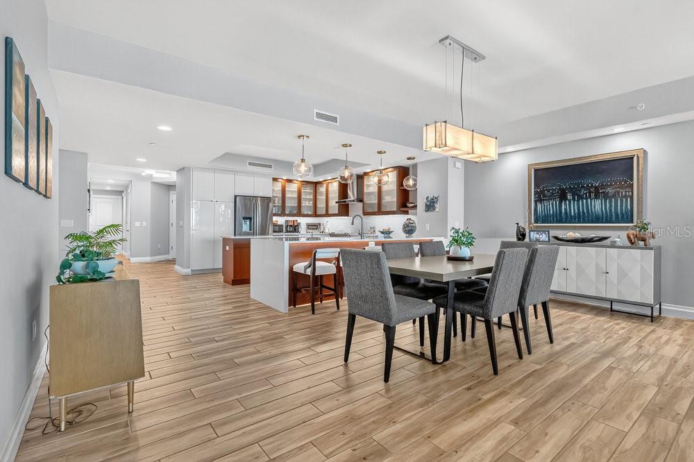 Dining overlooking the kitchen.