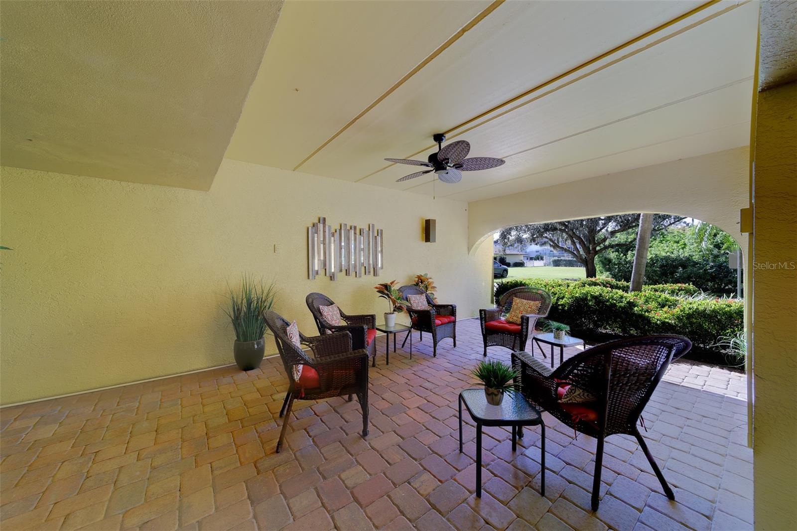 Building Patio by building entrance