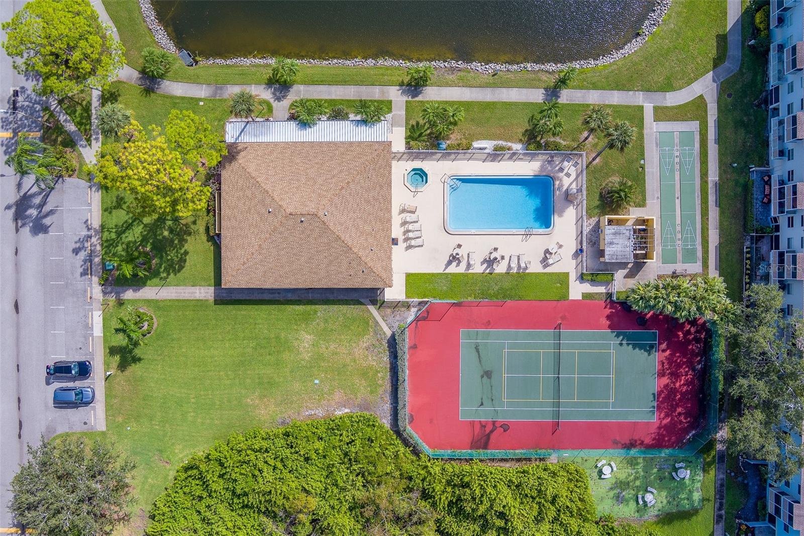 Aerial of Clubhouse, Pool, Pickleball and Tennis