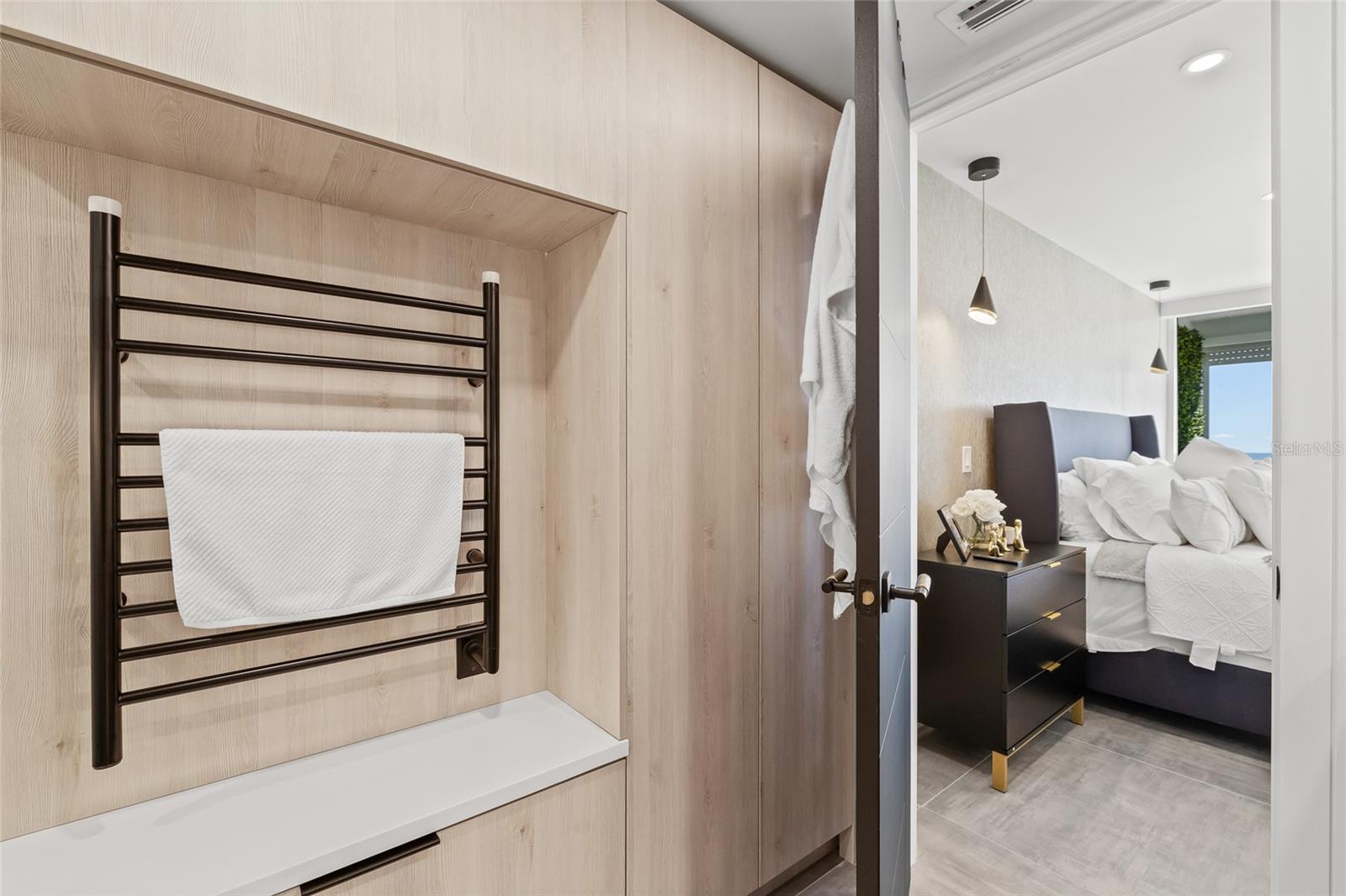 Master Bath towel warmer