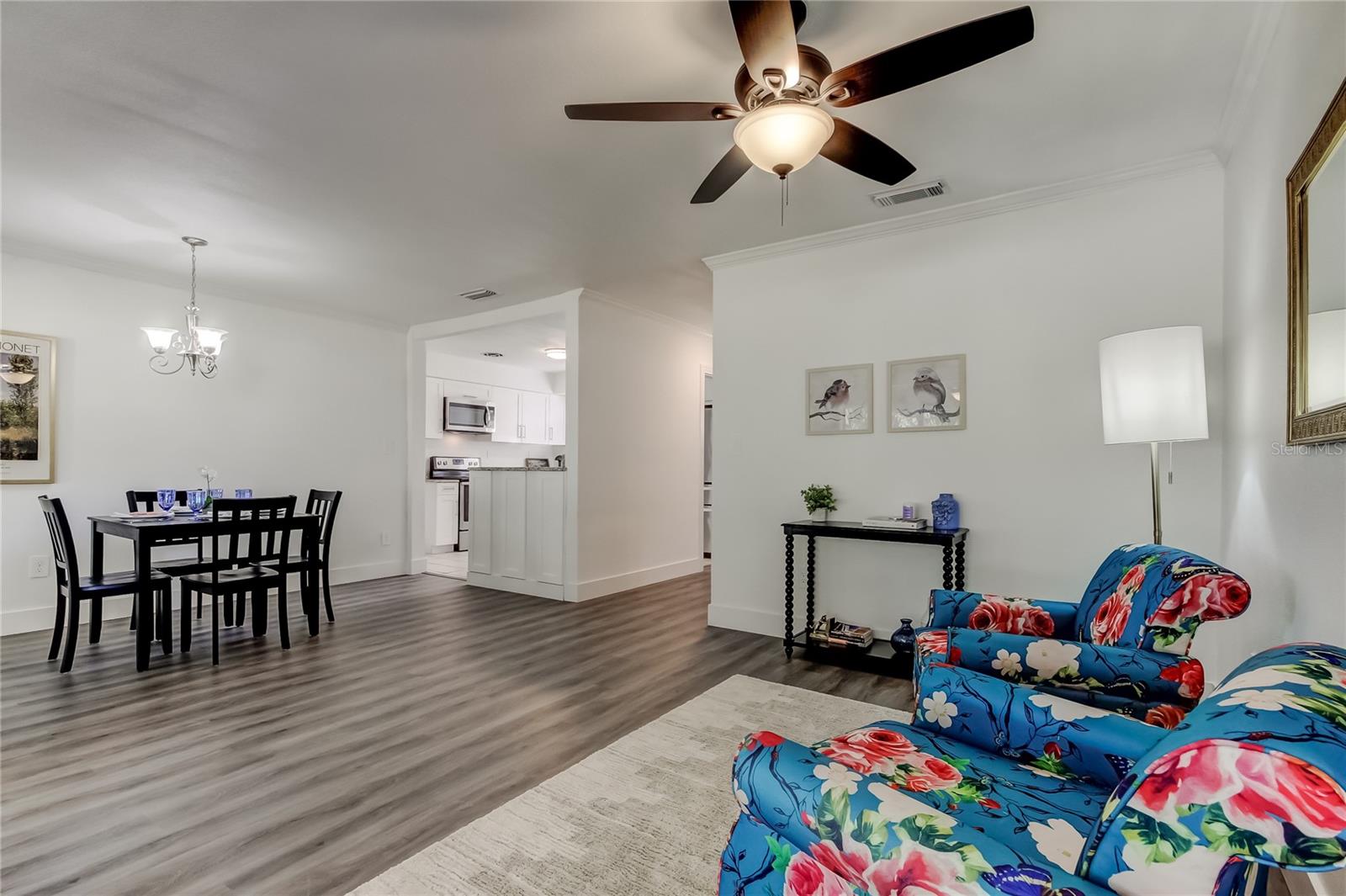 Living and dining areas