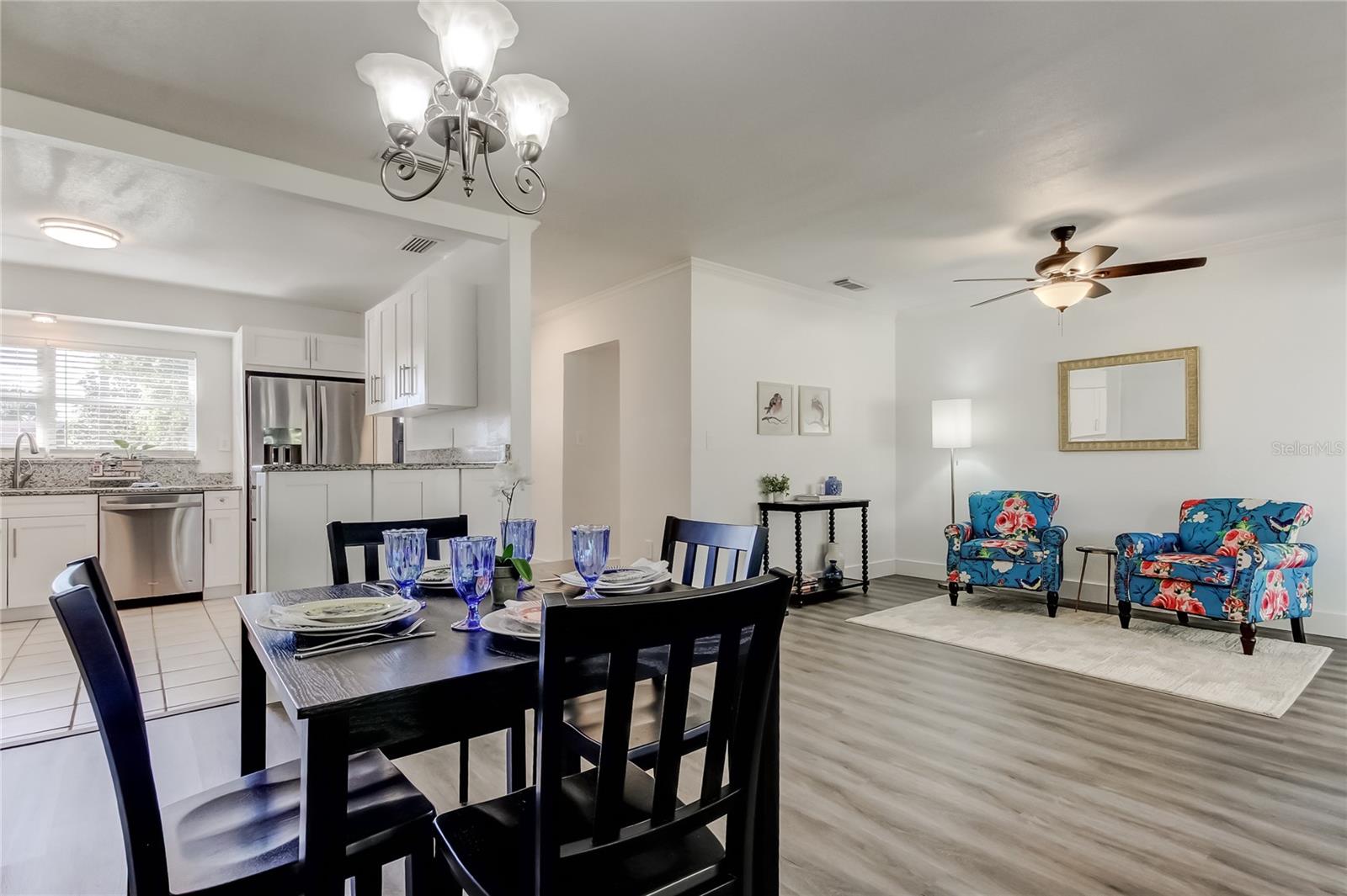 Dining and living areas