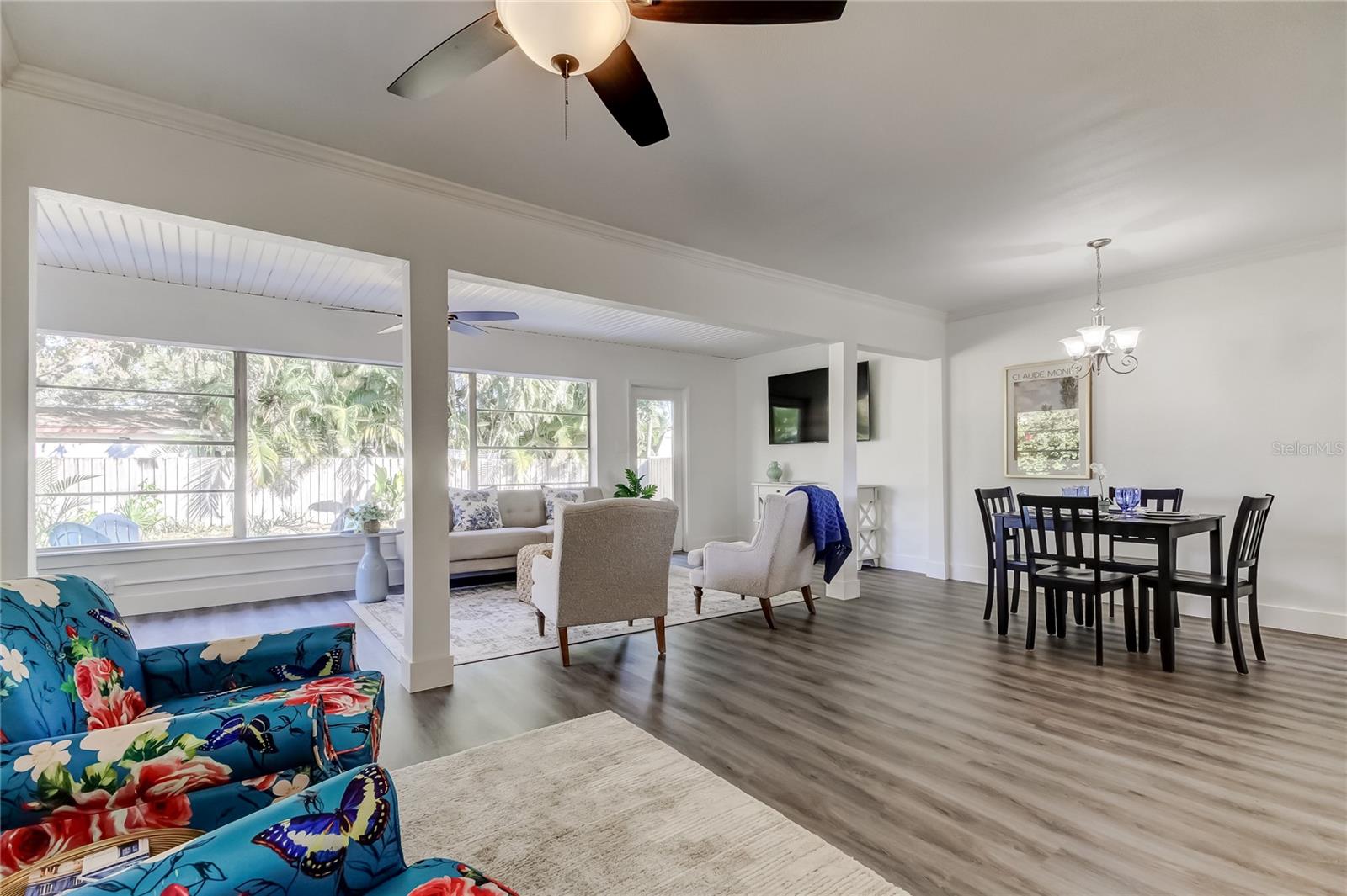 Living, family and dining areas