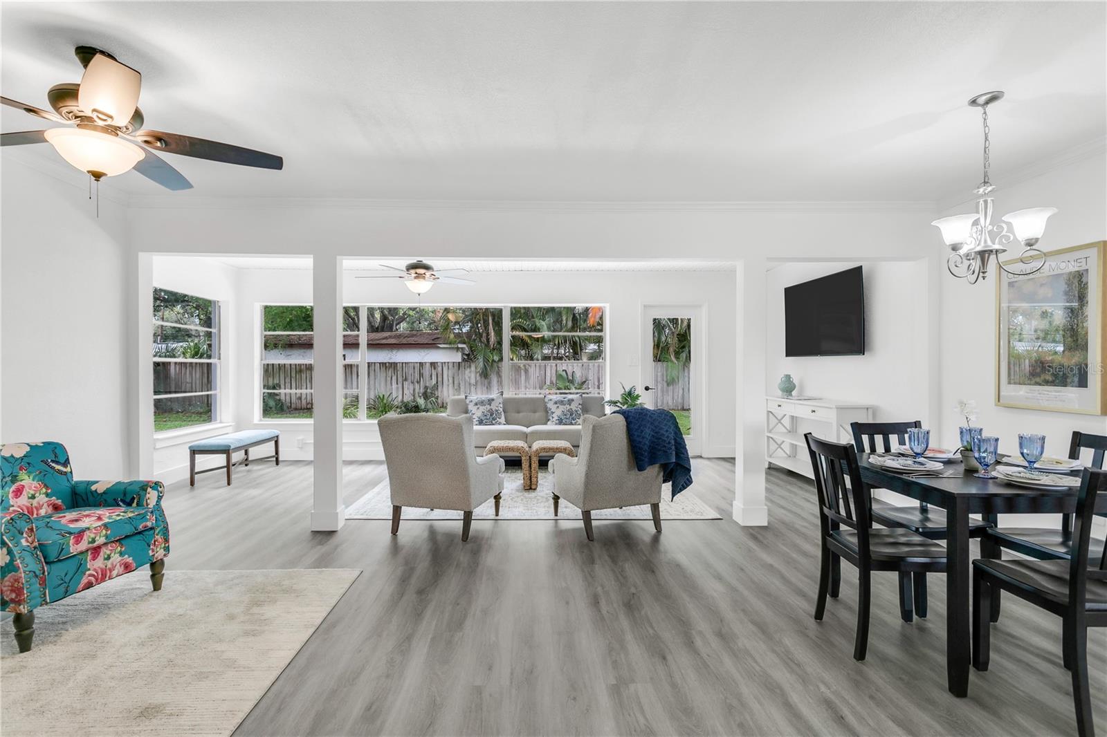 Living and dining areas