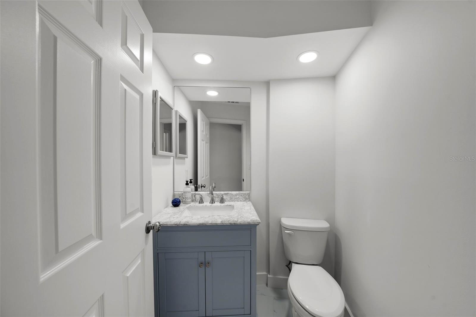 New vanity and plumbing in this 1/2 bath.