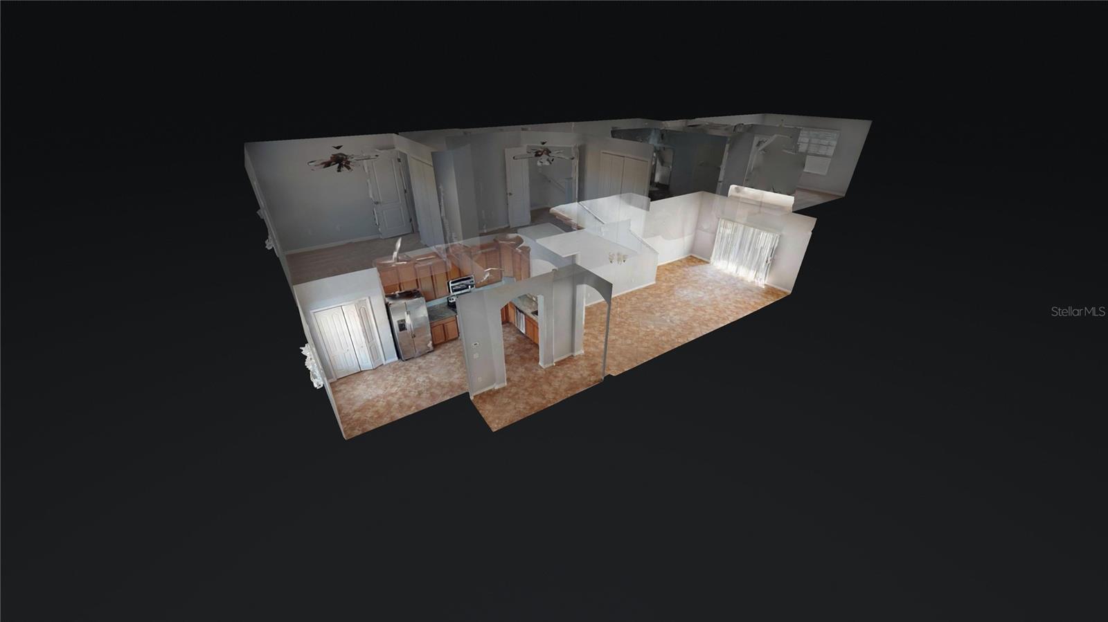 Doll house view highlighting first floor