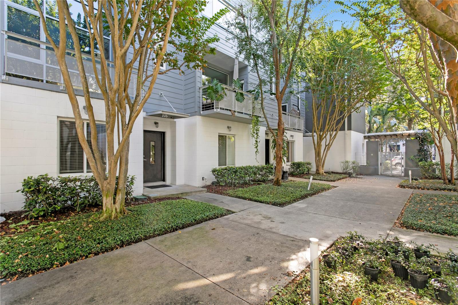 Courtyard and 335 townhouse