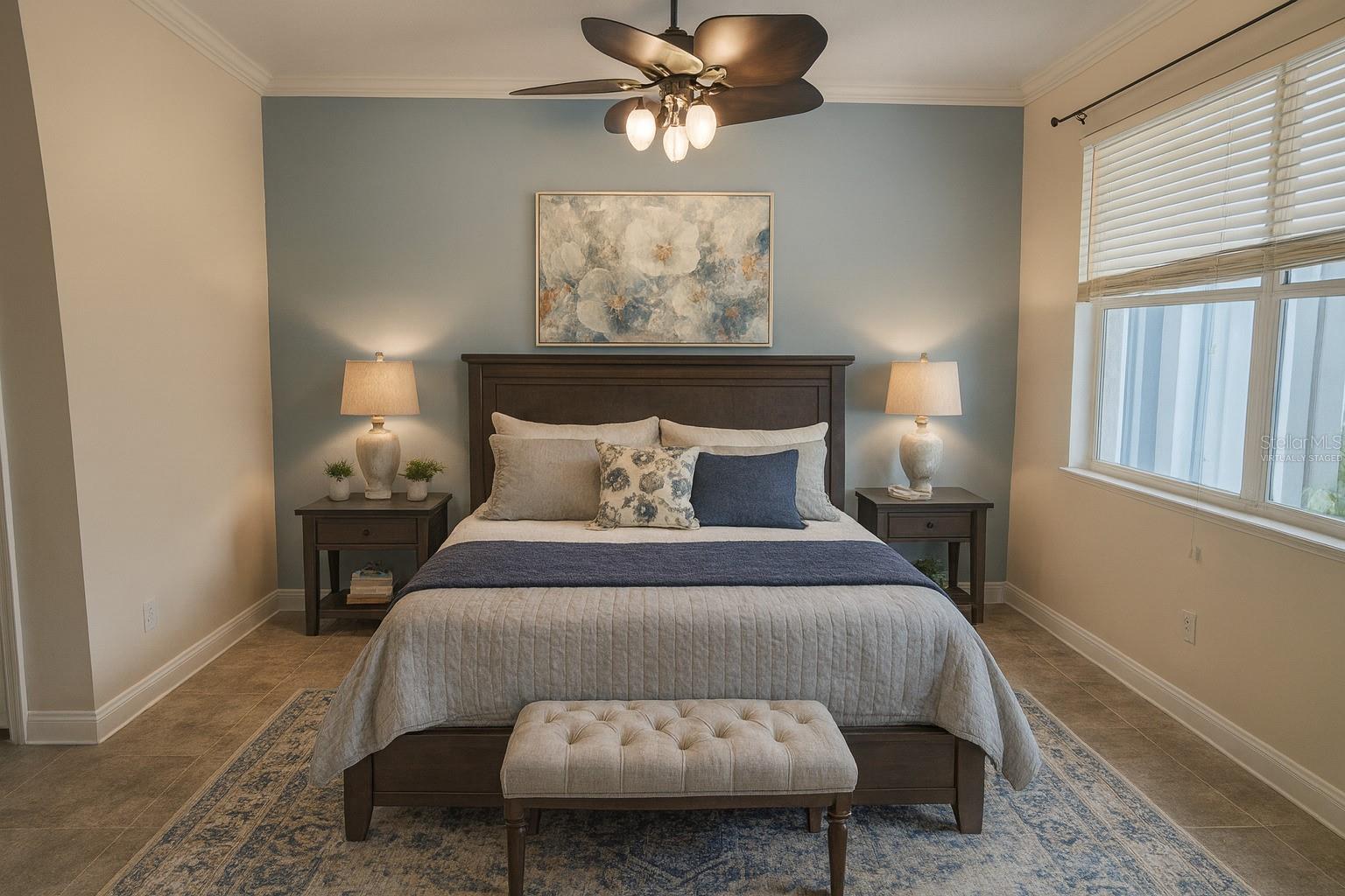 virtually staged. primary bedroom