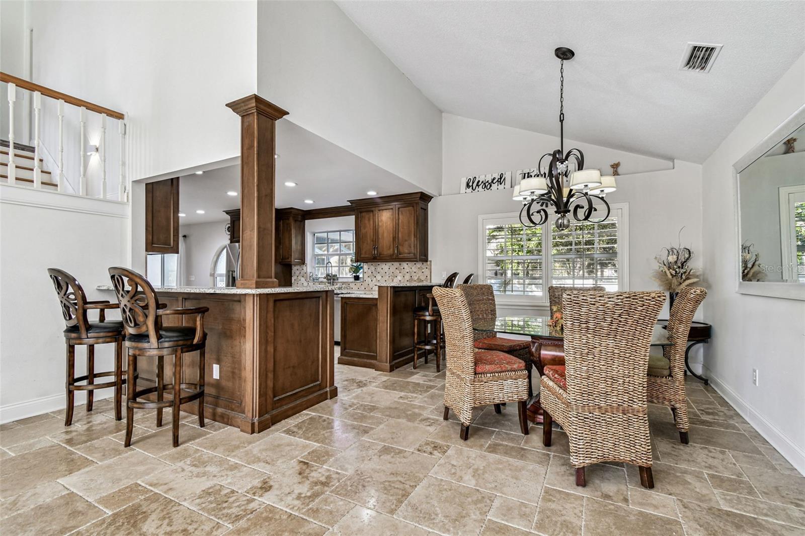 Dining area & Kitchen countertop with bar stools