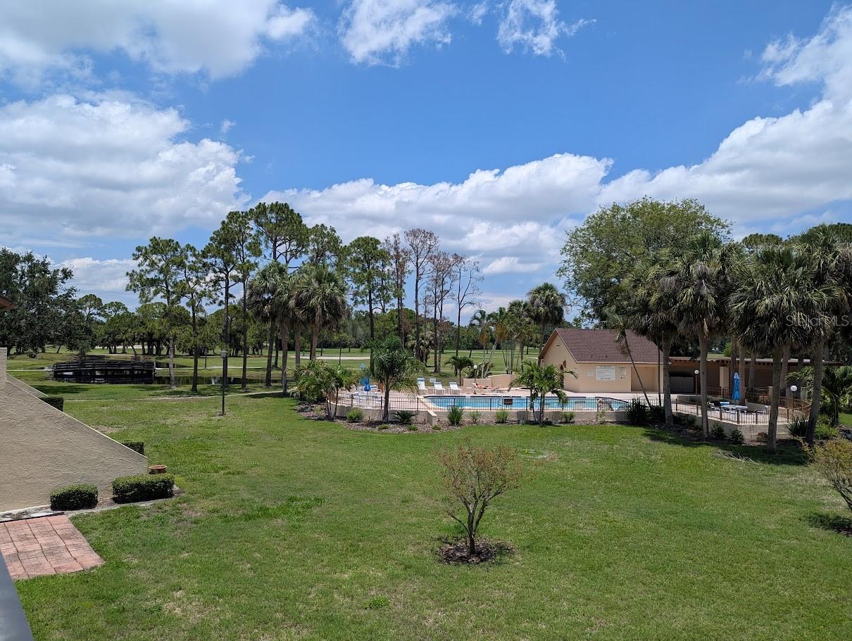 View from deck of community pool and fairway