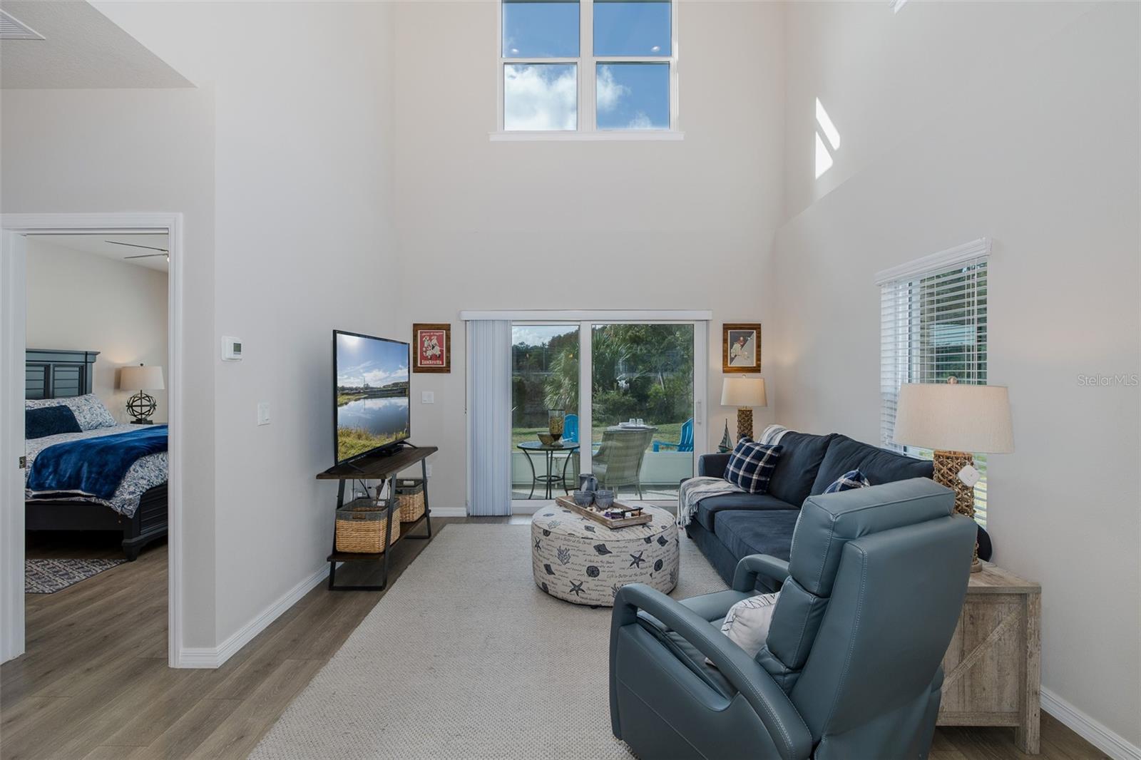 Plenty of room for large living room pieces and TV wall