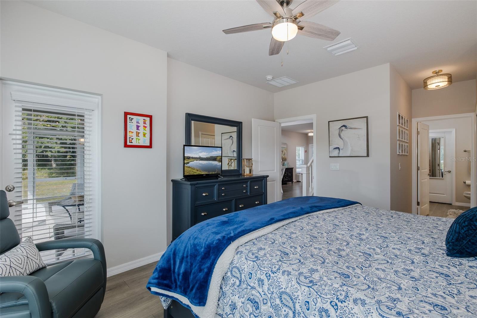 Primary suite looking toward bathroom and closets