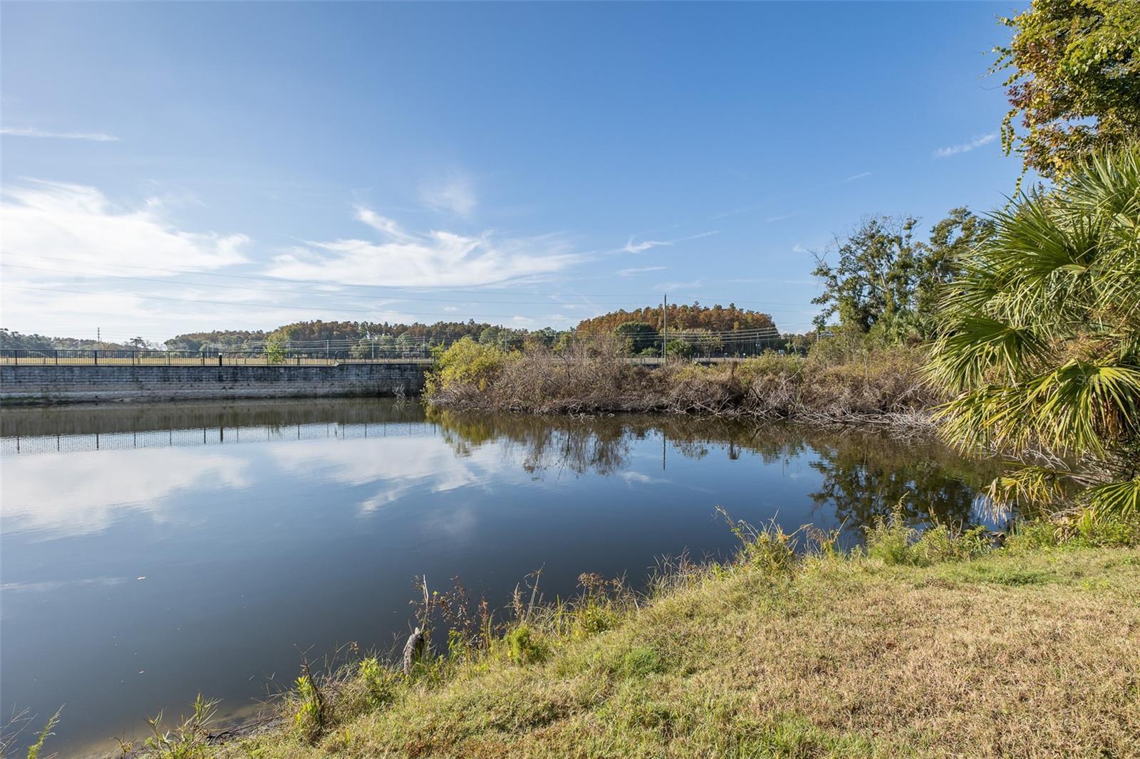 Large pond looking out to entrance of community