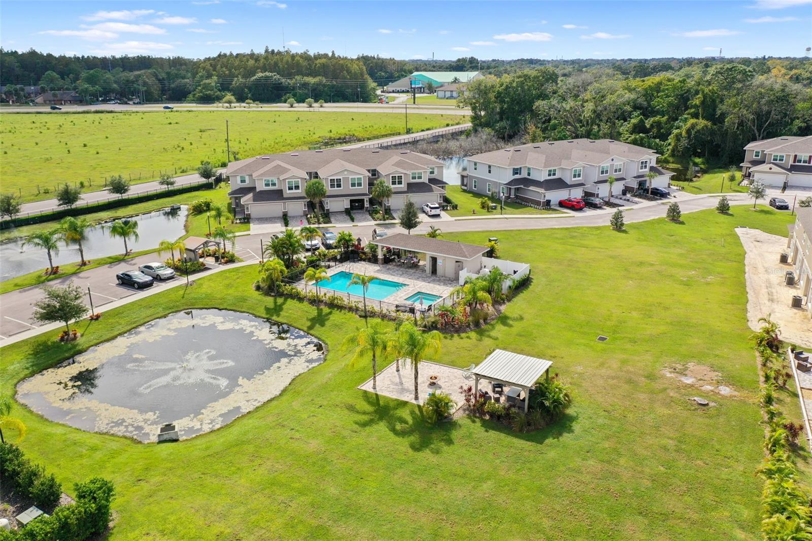 Aerial view of community entrance