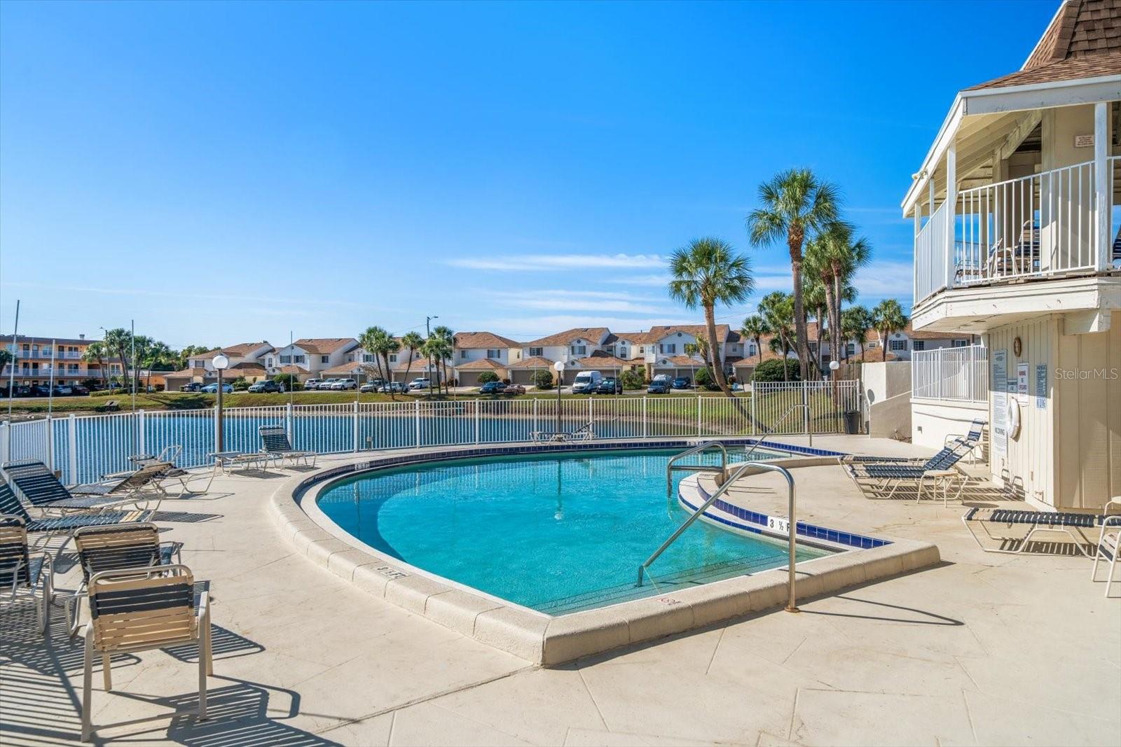 Pool with small clubhouse on Willow Lake