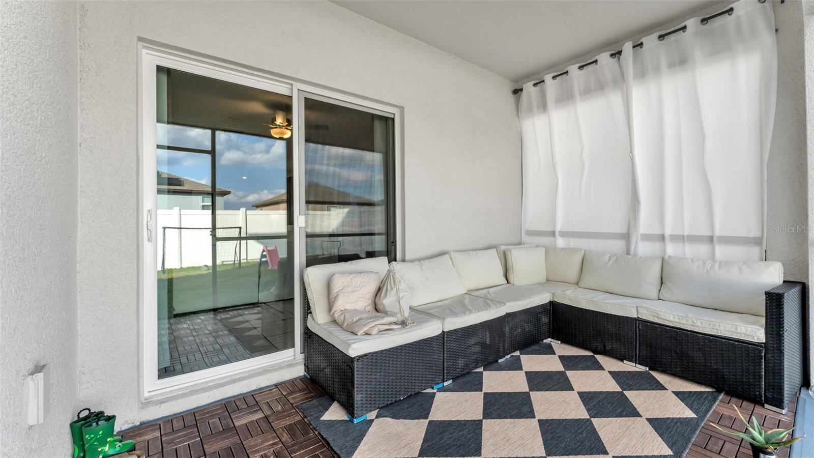 screened and covered back patio