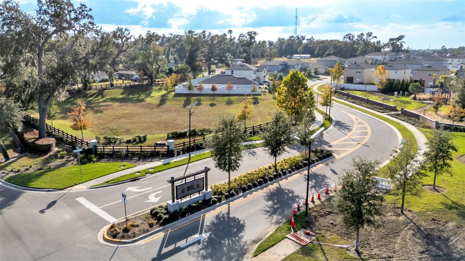 neighborhood entry and sidewalks