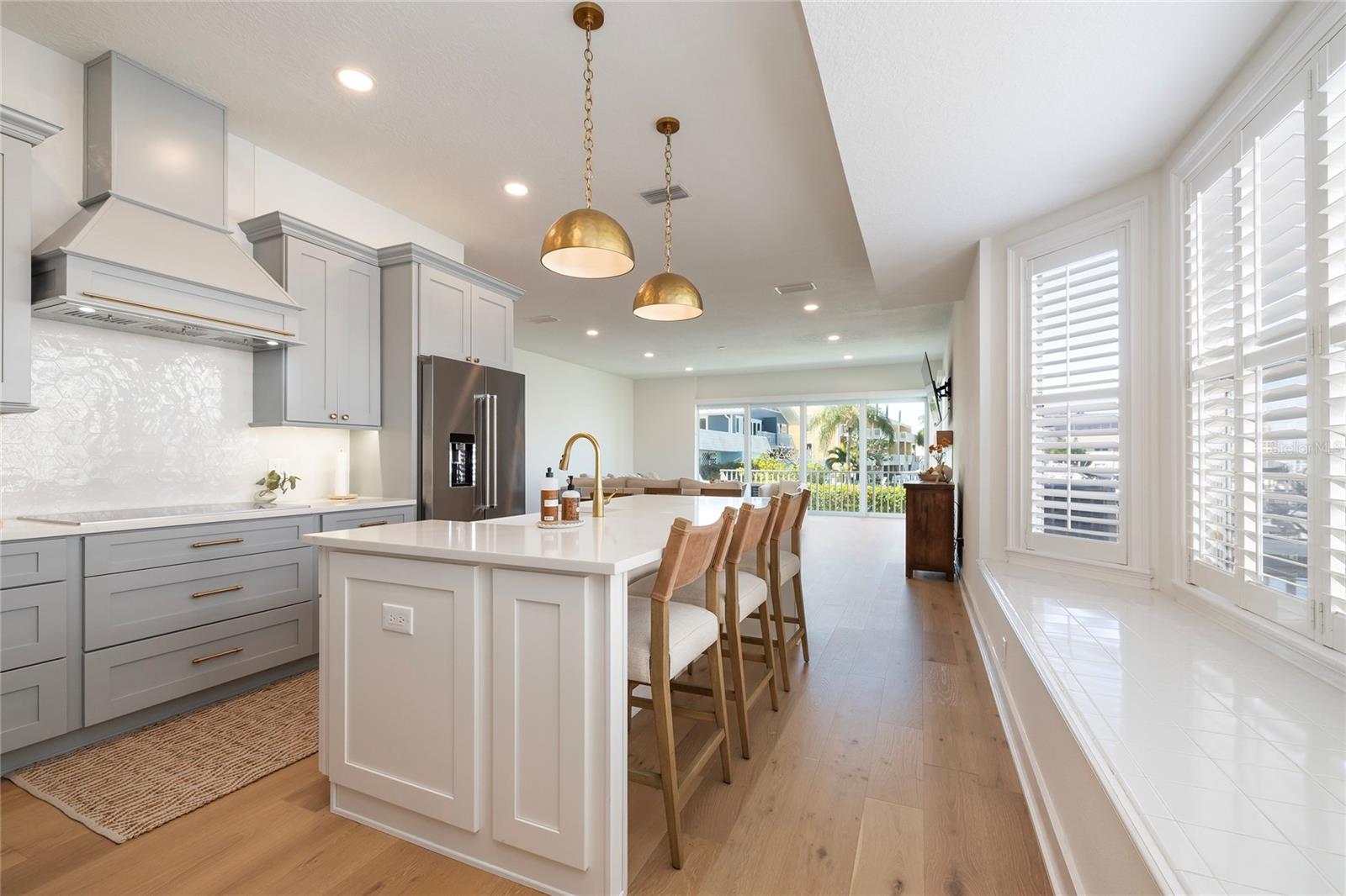 Re-designed Kitchen with custom-made barstools