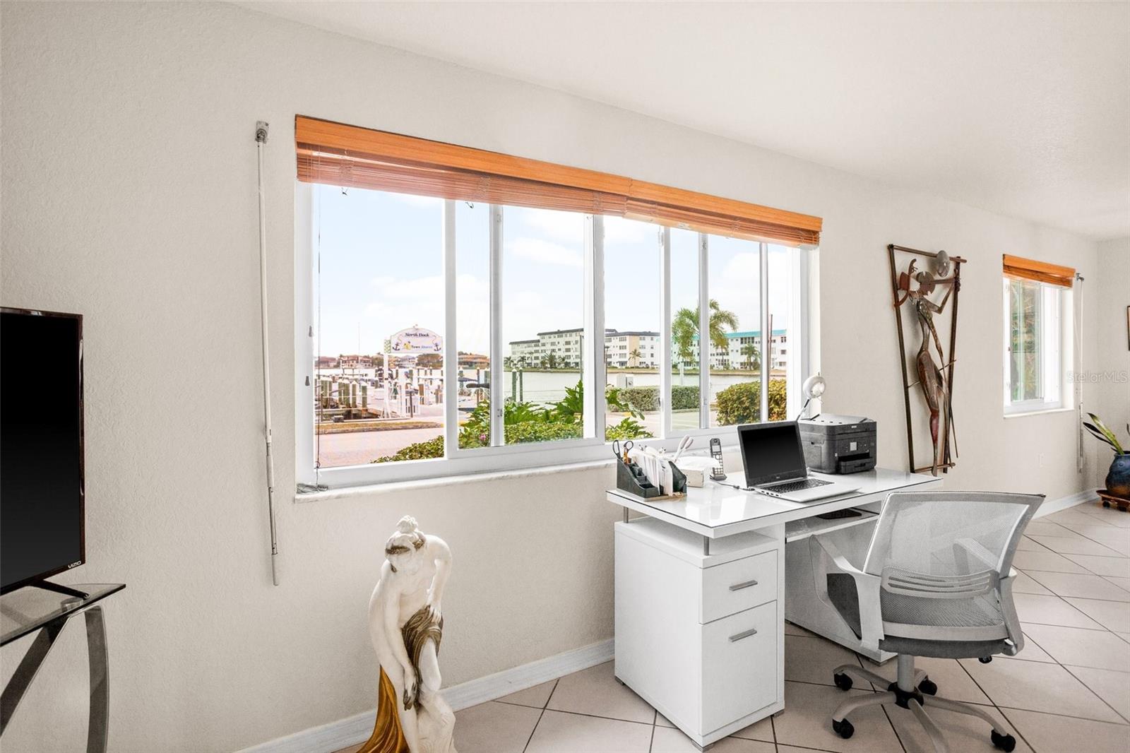 living room with water view