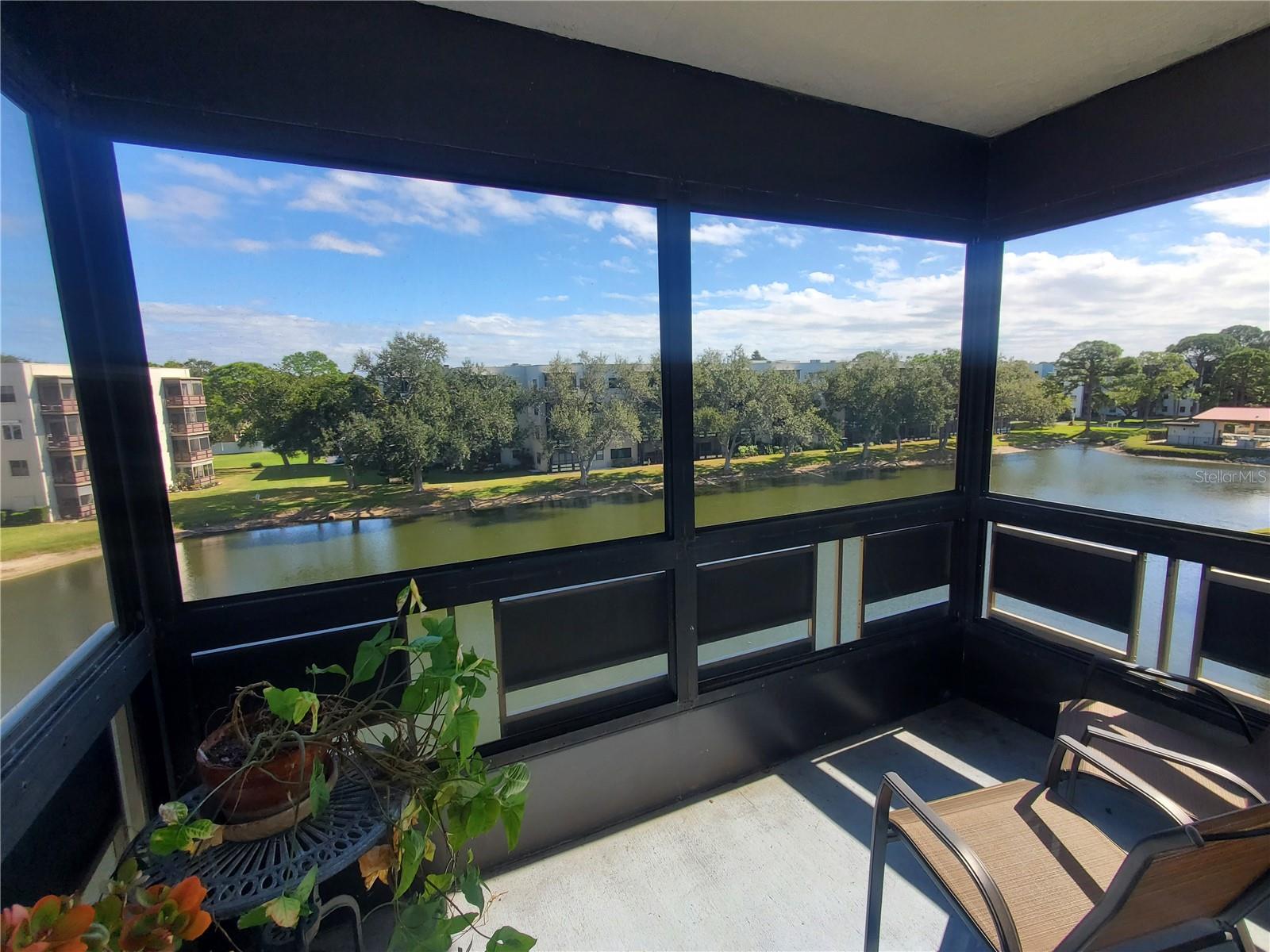 Screened-in Balcony with water view