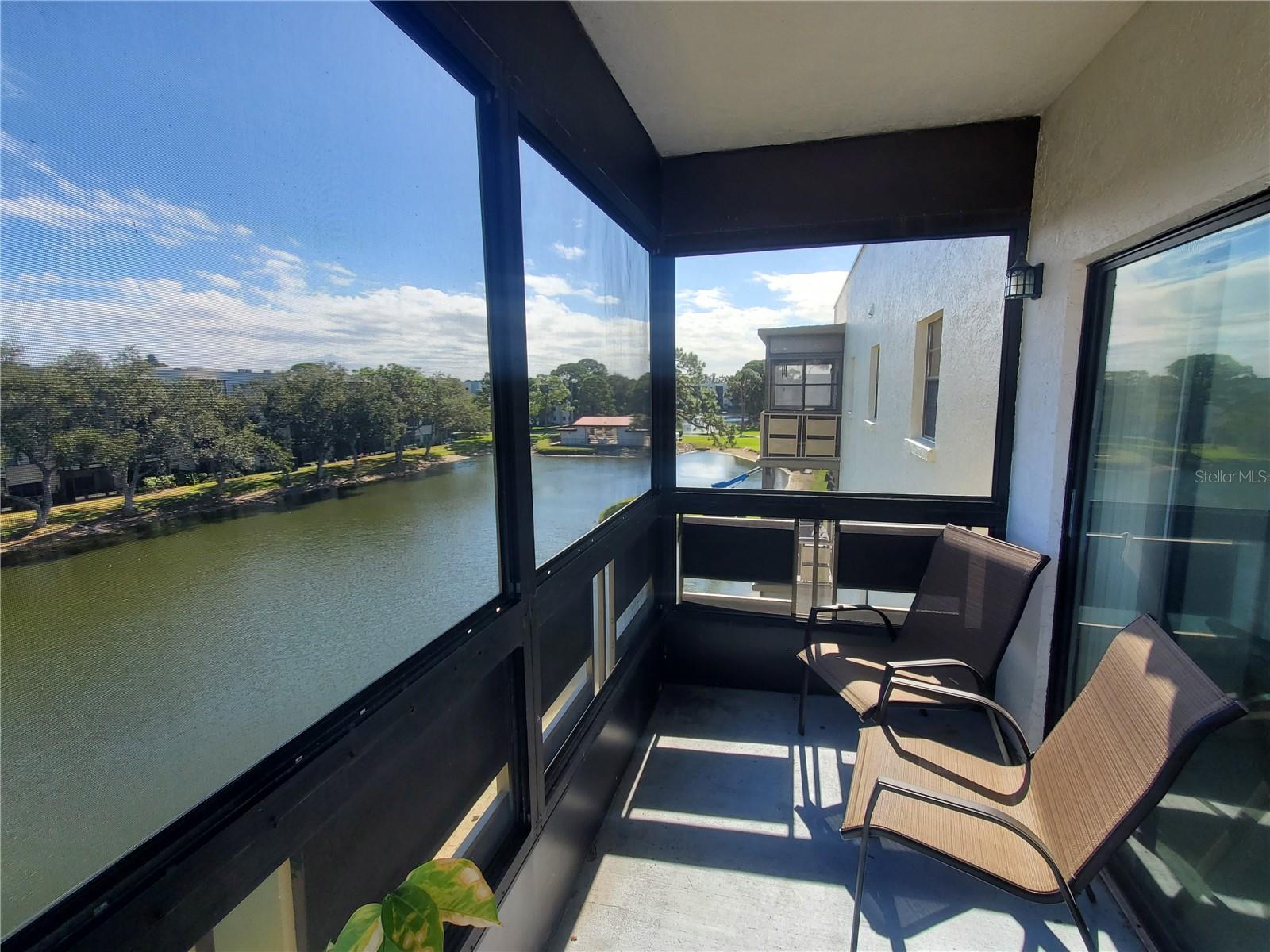 Screened-in Balcony with water view