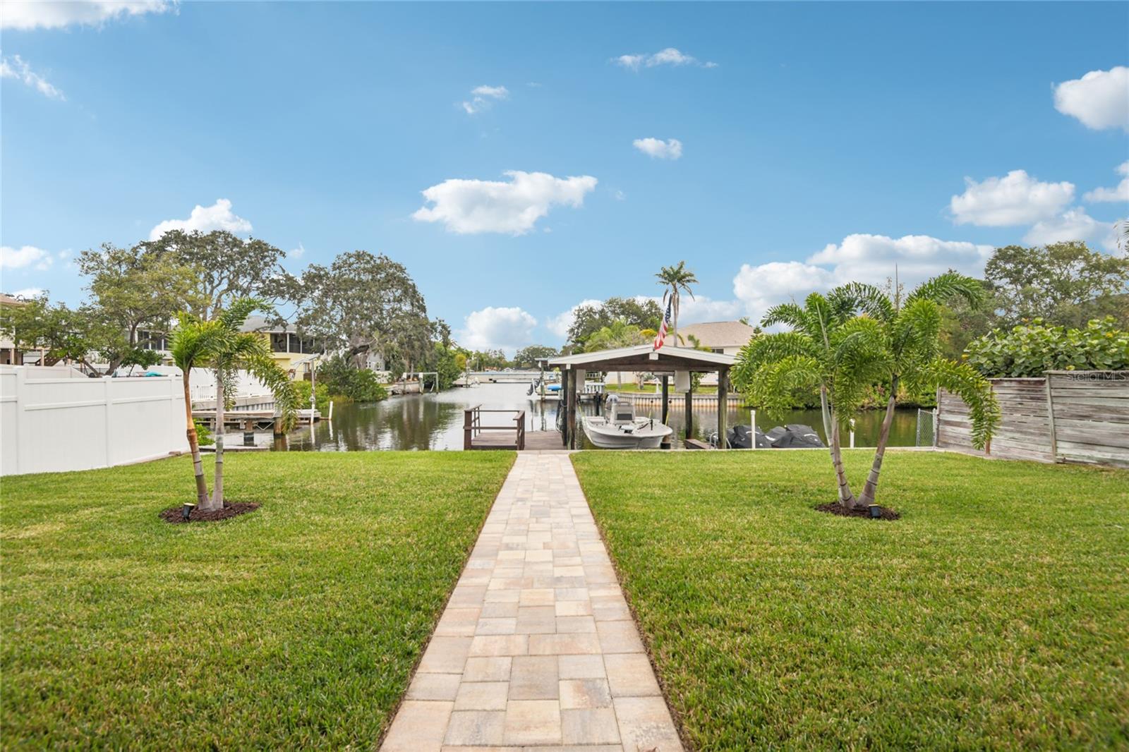 Pavered path to boat lift