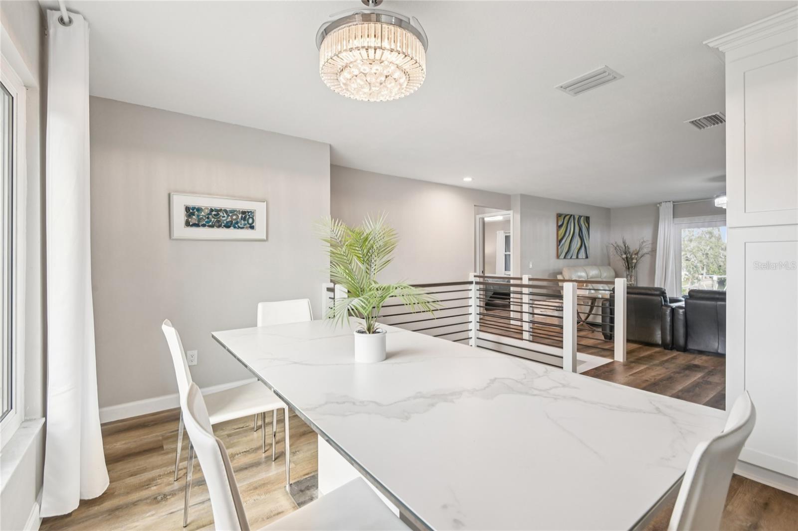 Dining area looking into the living room