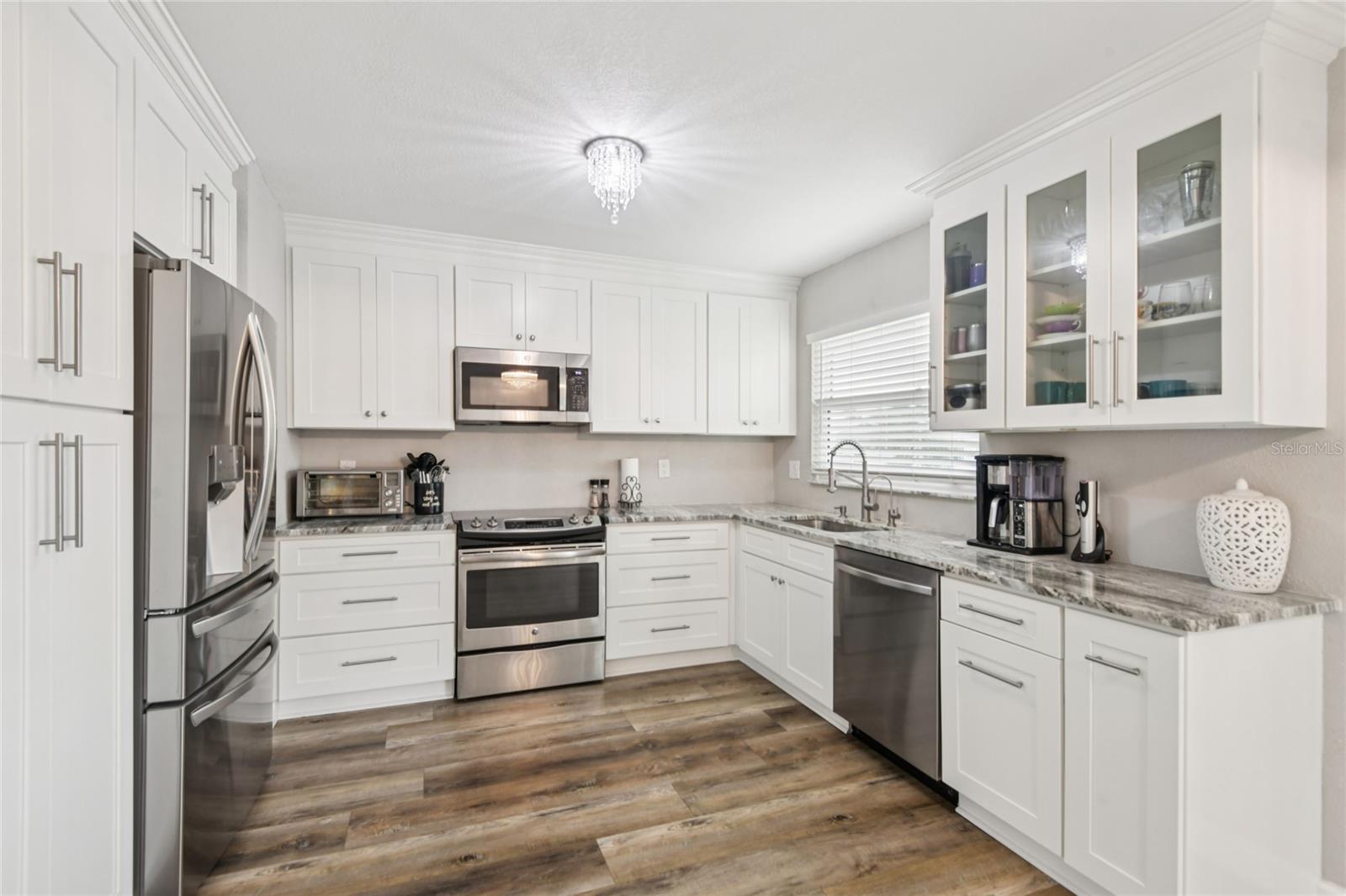 Updated kitchen with stainless steel appliances
