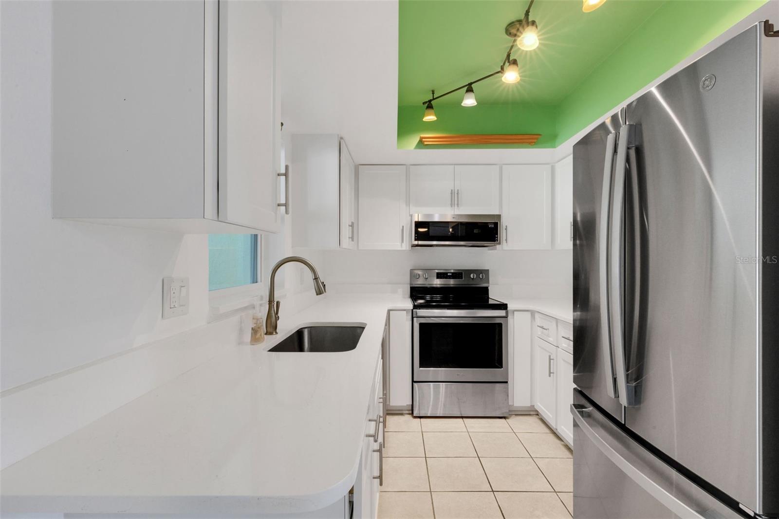 updated kitchen with quartz countertops