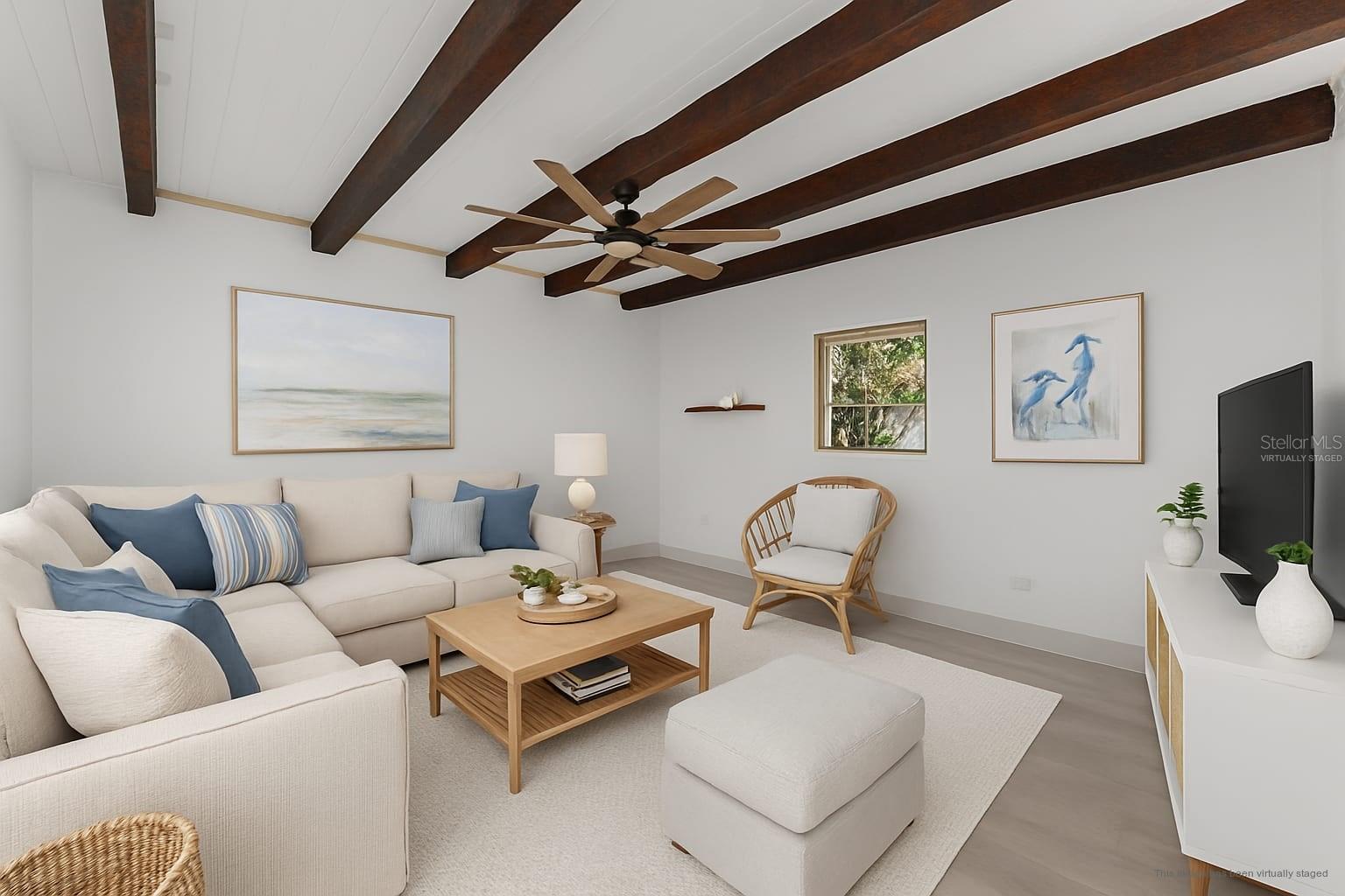 Family room virtually staged