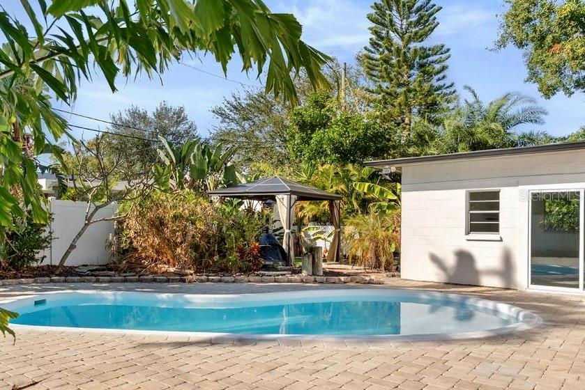 Newly refinished pool with beautiful paver deck