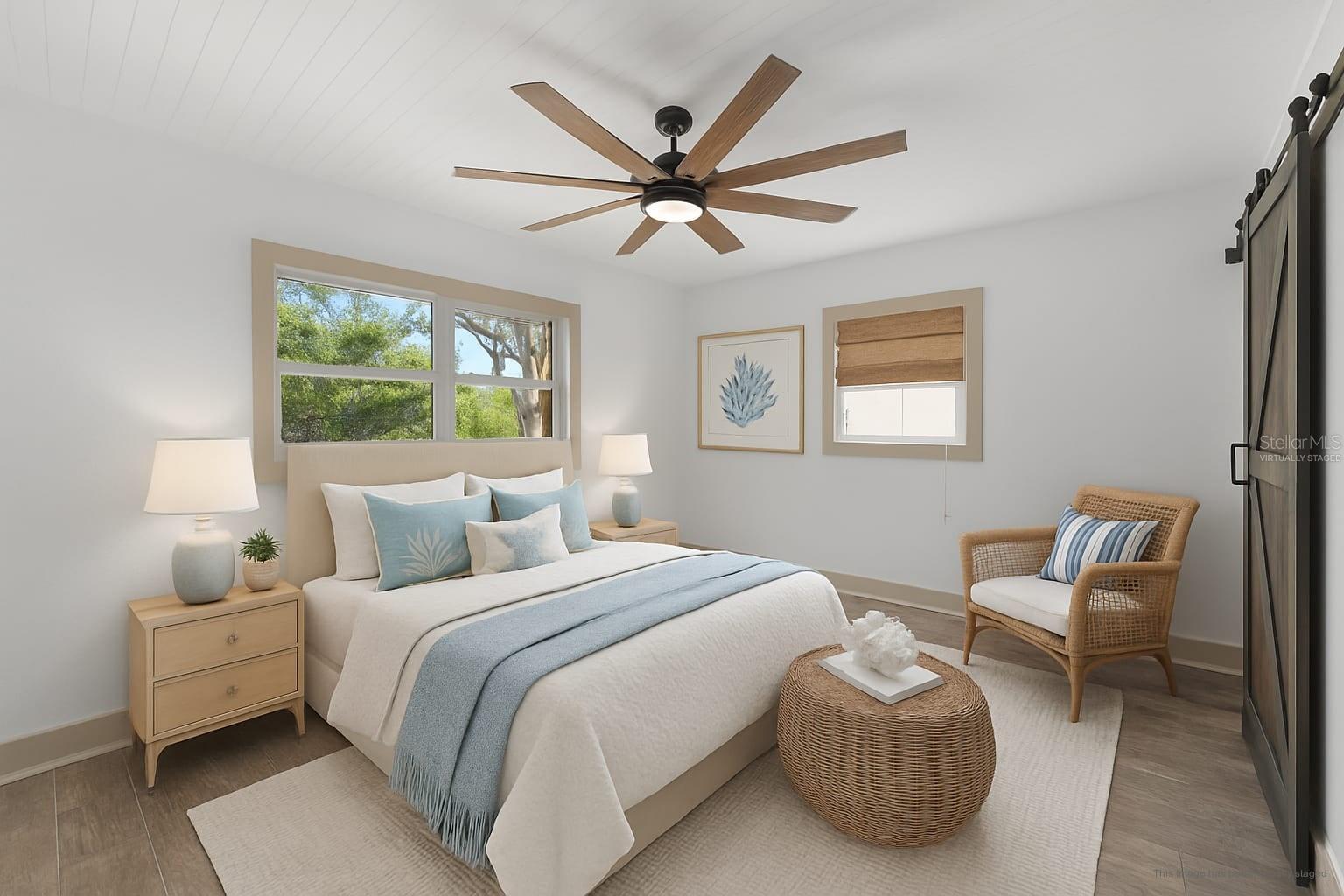 Primary bedroom virtually staged