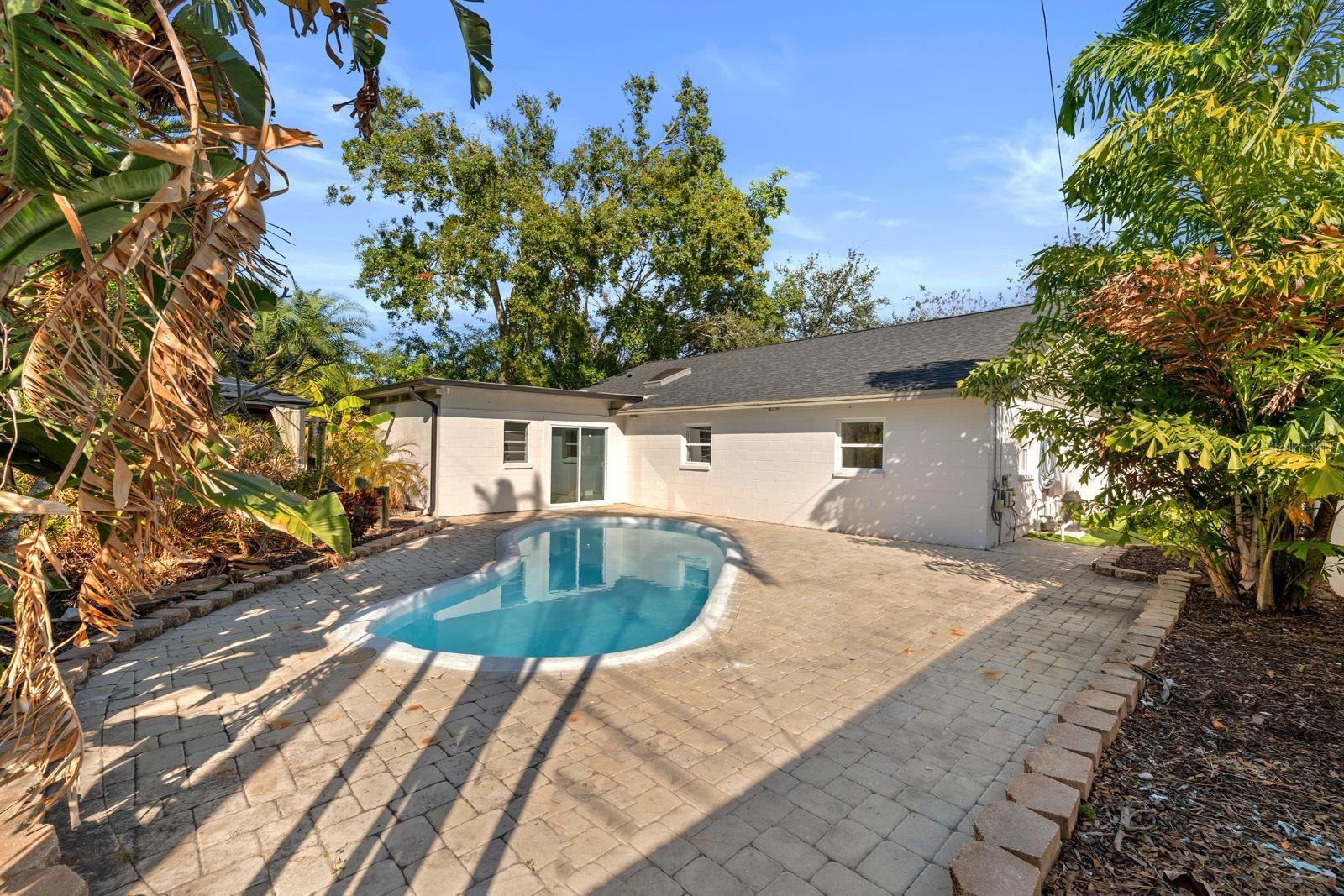 Newly refinished pool with new pool pump
