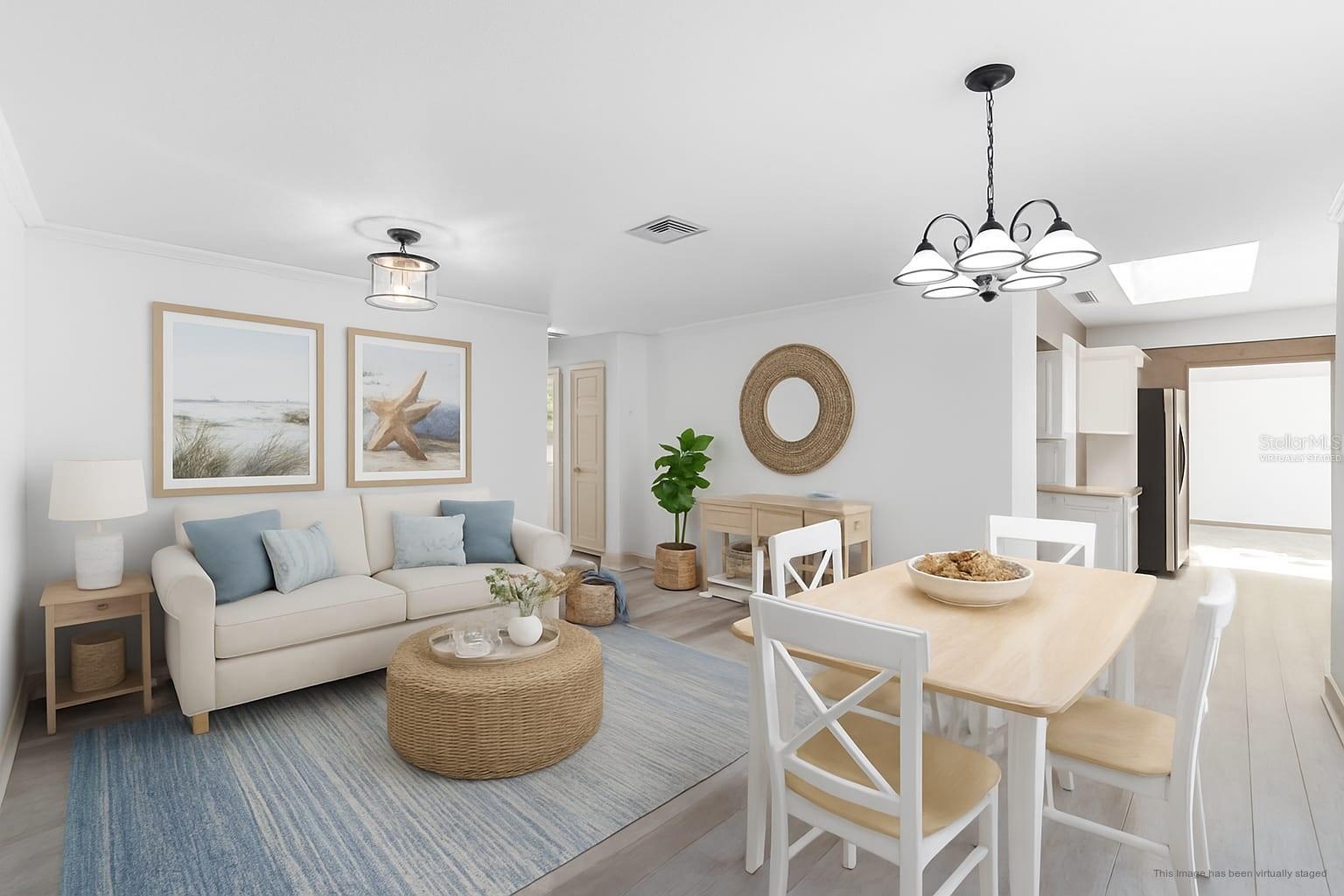 Living, Dining combo virtually staged