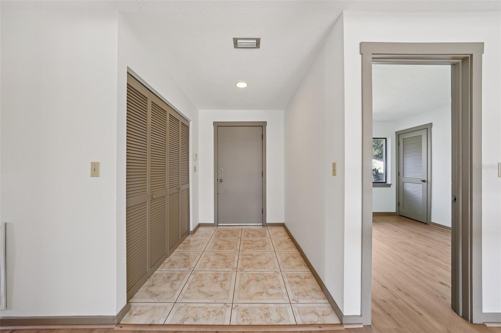 Front entry with large hall closet