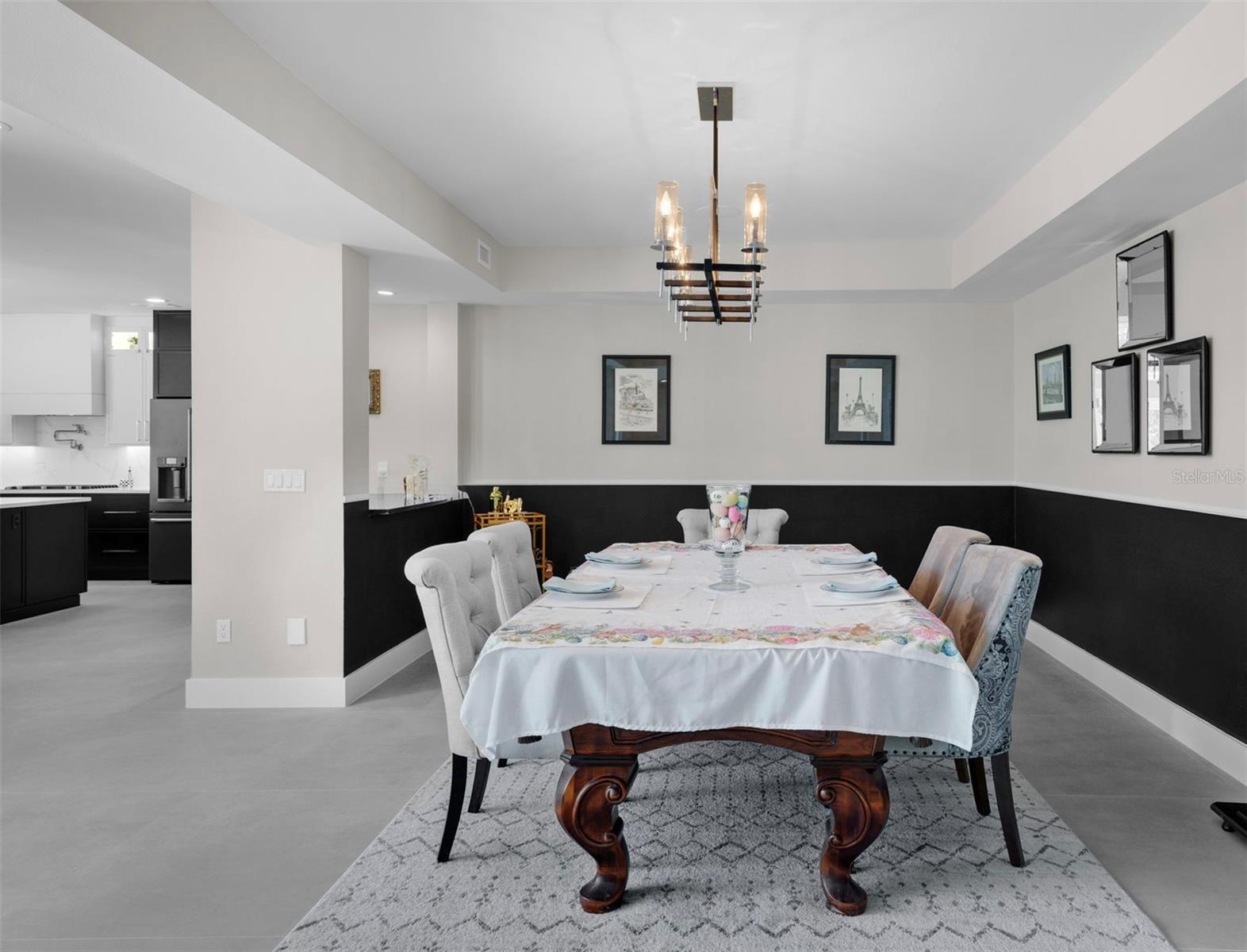 The dining room is spacious