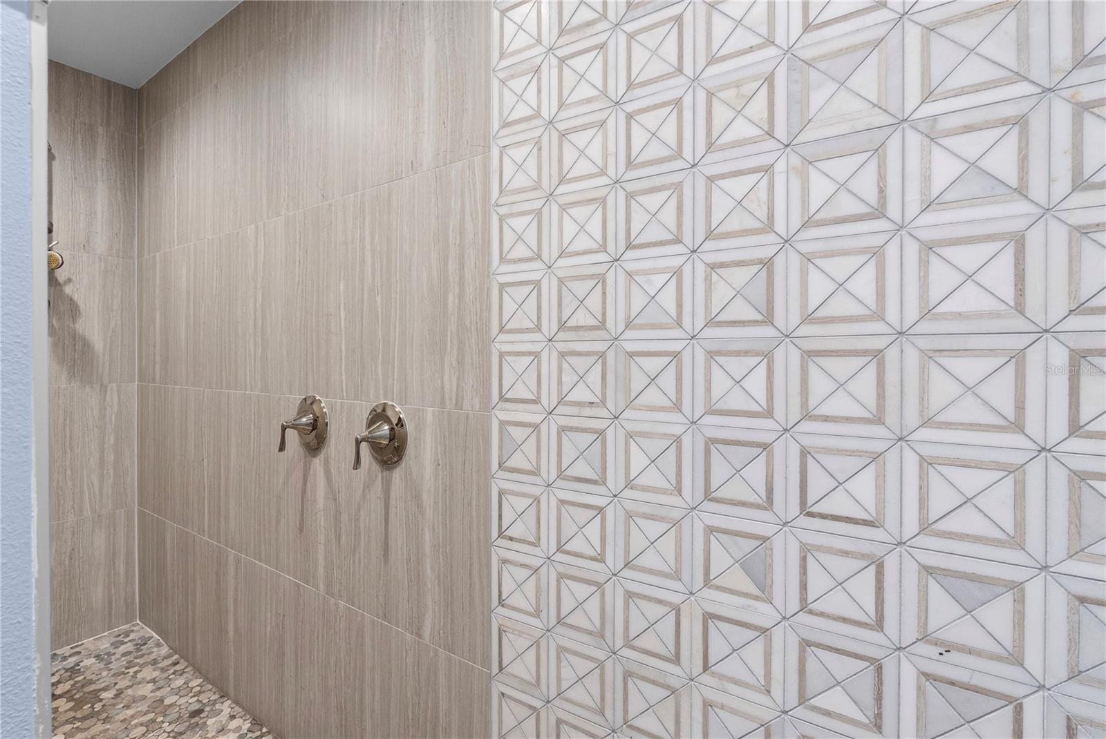 and a walk in shower