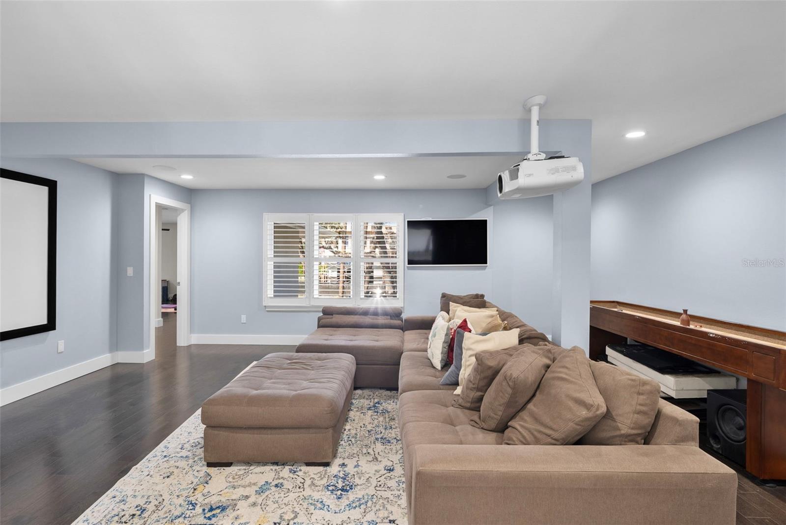 The bonus room offers a media projector