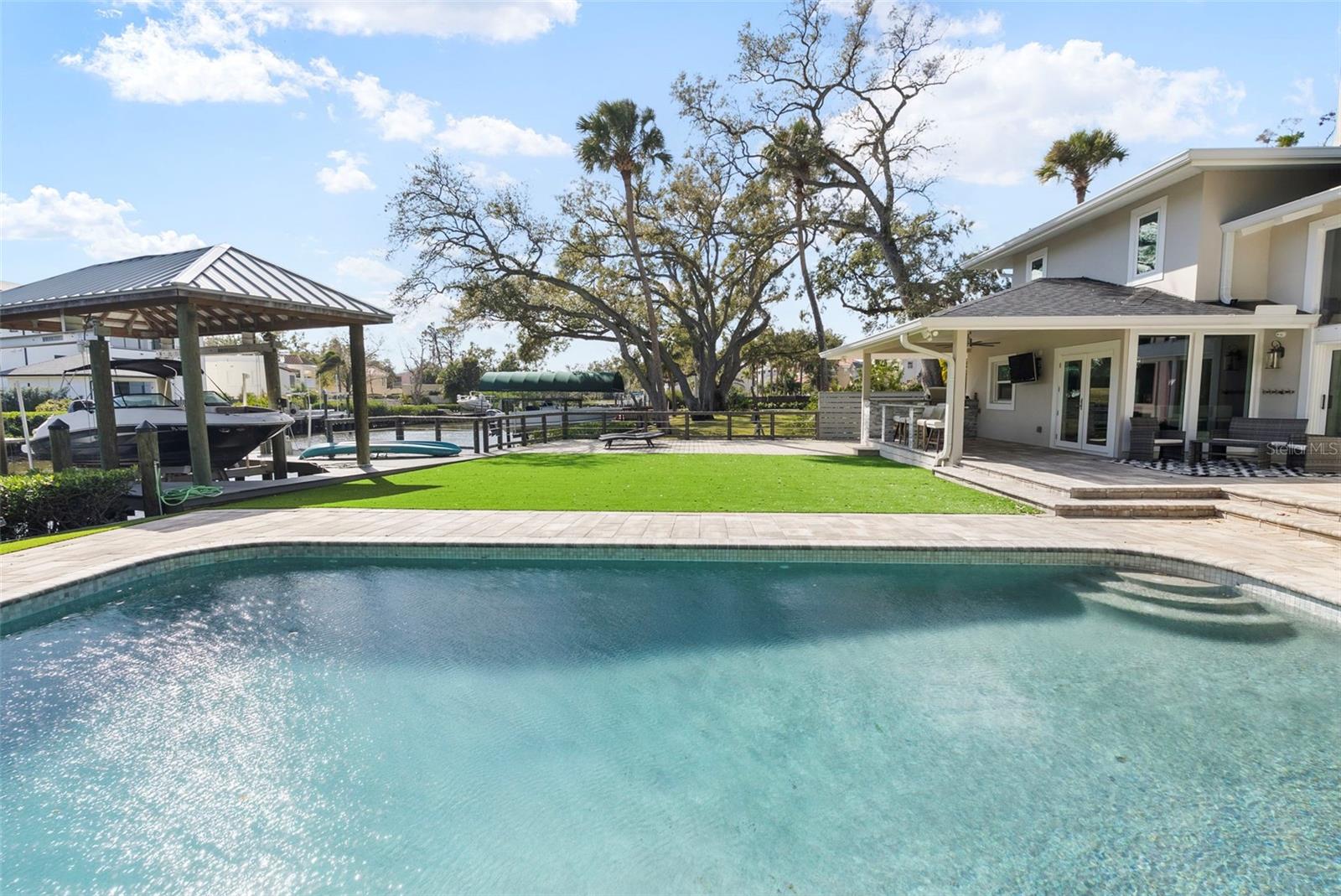 swim in the oversized pool