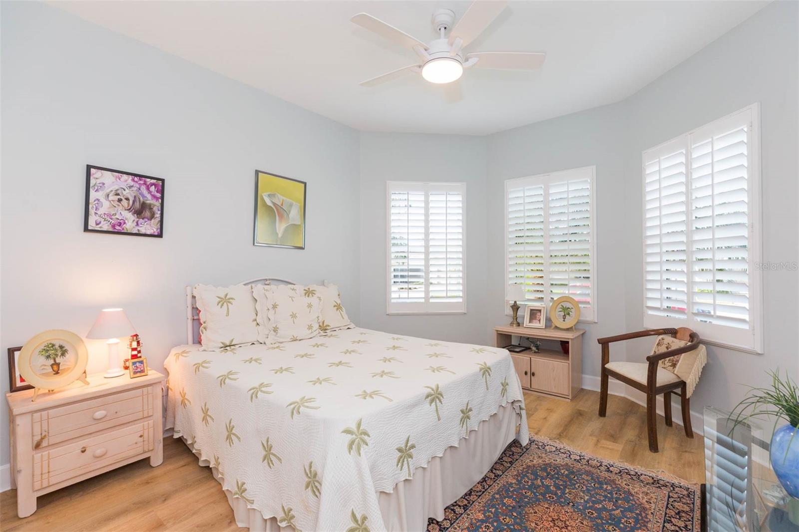 Guest bedroom--note plantation shutters throughout home
