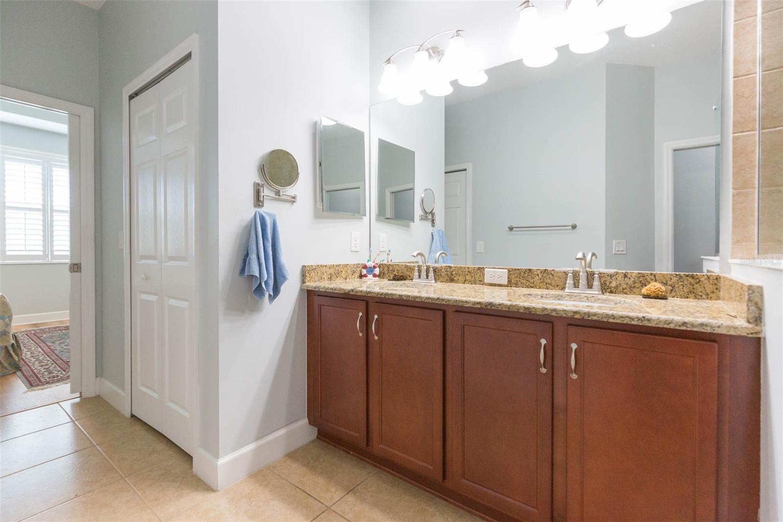 Master bathroom with dual sinks