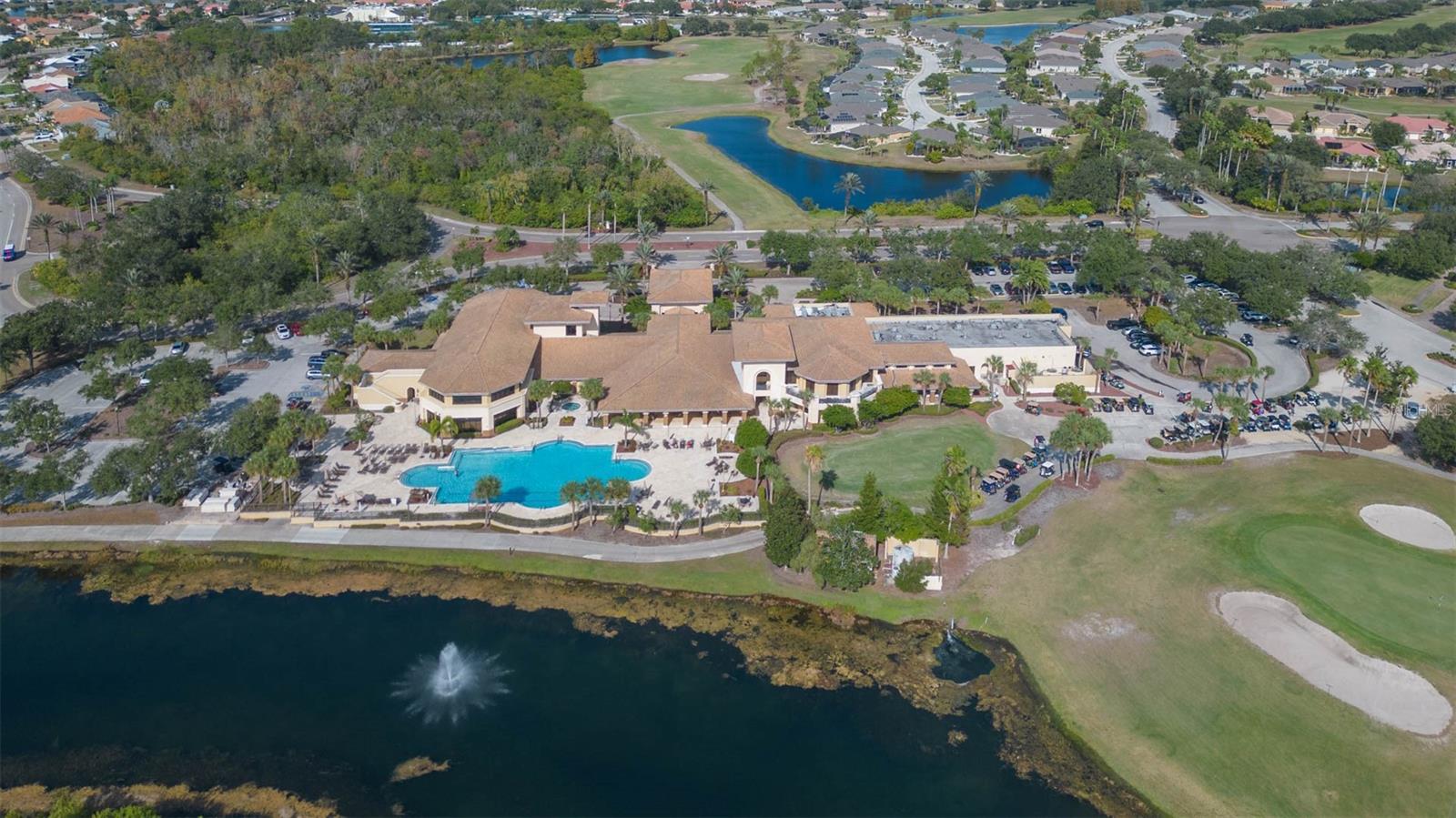 View from back of clubhouse with pond view